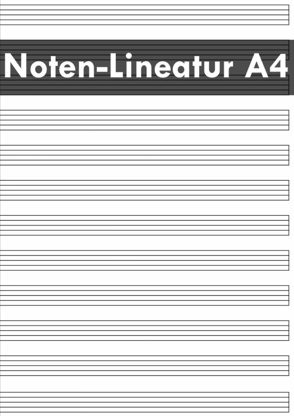 Noten-Lineatur A4: Notenheft mit 100 blanko Notenblättern | Musikheft | Notenlinien