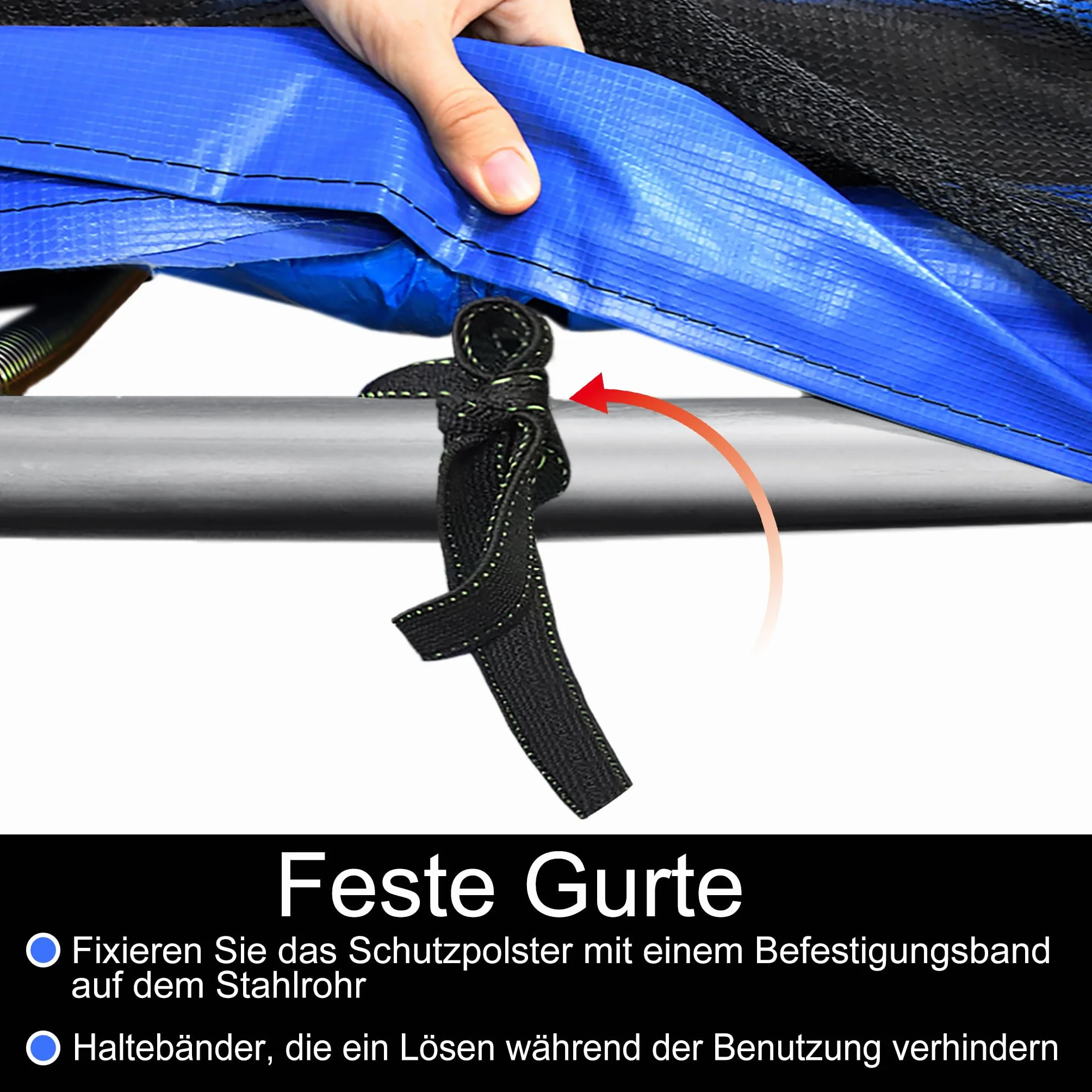 UISEBRT Osłona krawędzi trampoliny, Ø 244 cm, 305 cm, 366 cm, osłona sprężyn, odporna na działanie promieni UV, odporna na rozerwanie, akcesoria do trampoliny, mata ochronna, niebieska