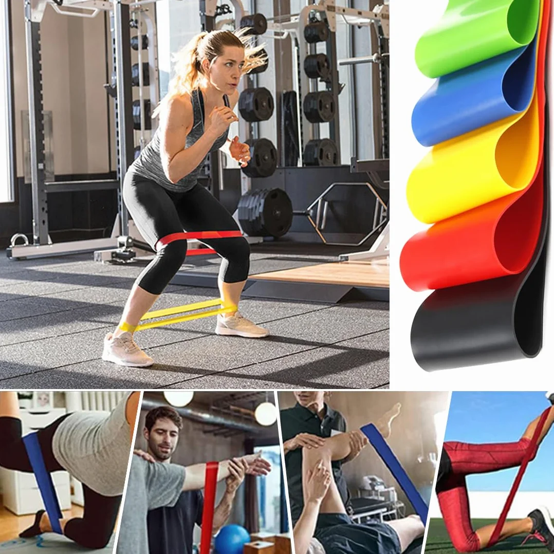 Gumki fitness zestaw 5 elastyczny żel krzemionkowy do wzmocnienia nóg bioder i ramion pilates joga 5 poziomów wytrzymałości