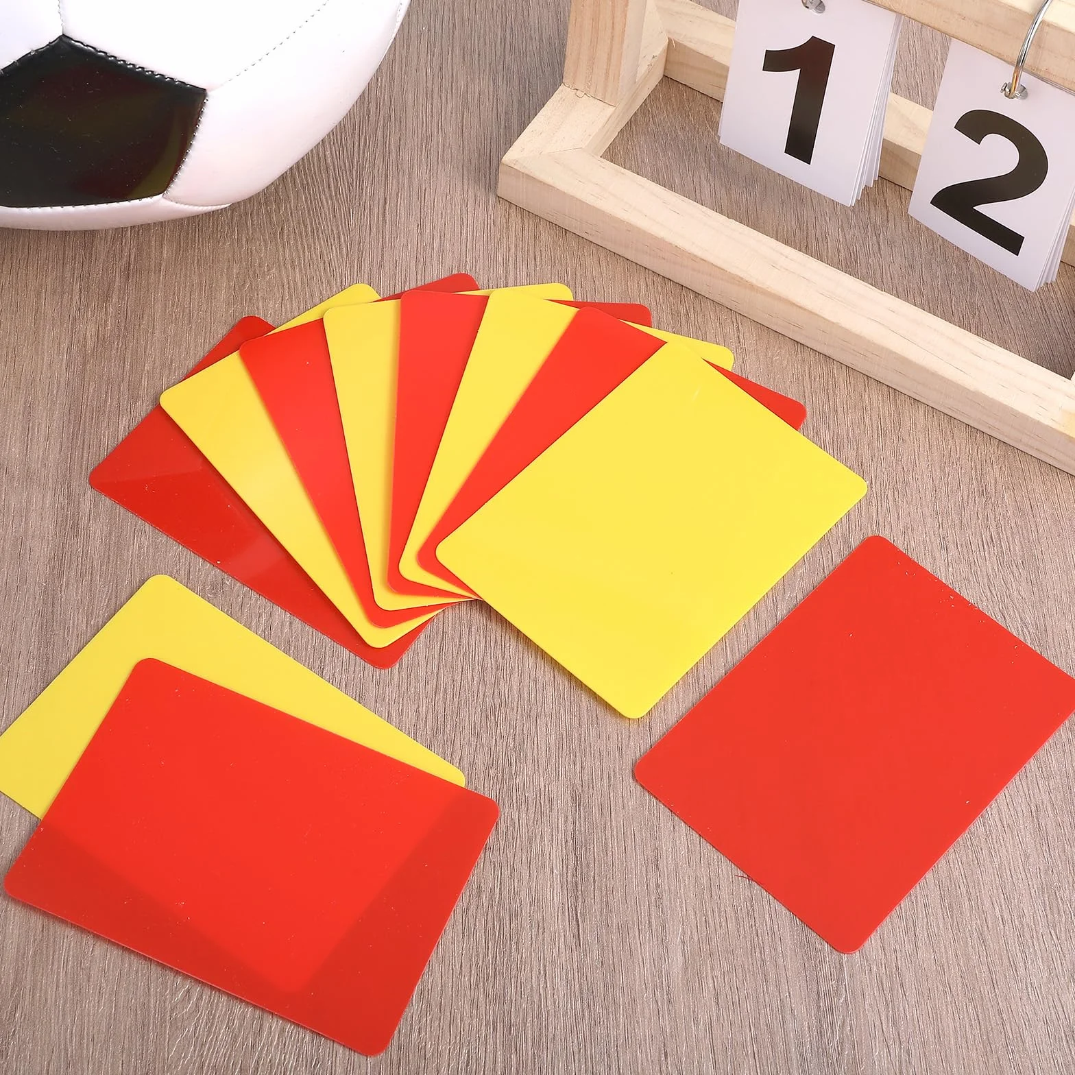 Bewudy 10 sztuk kart sędziów piłki nożnej, żółte i czerwone kartki, karty sędziowskie z PCW, karty sędziowskie, do gry w piłkę nożną, wydarzenia sportowe