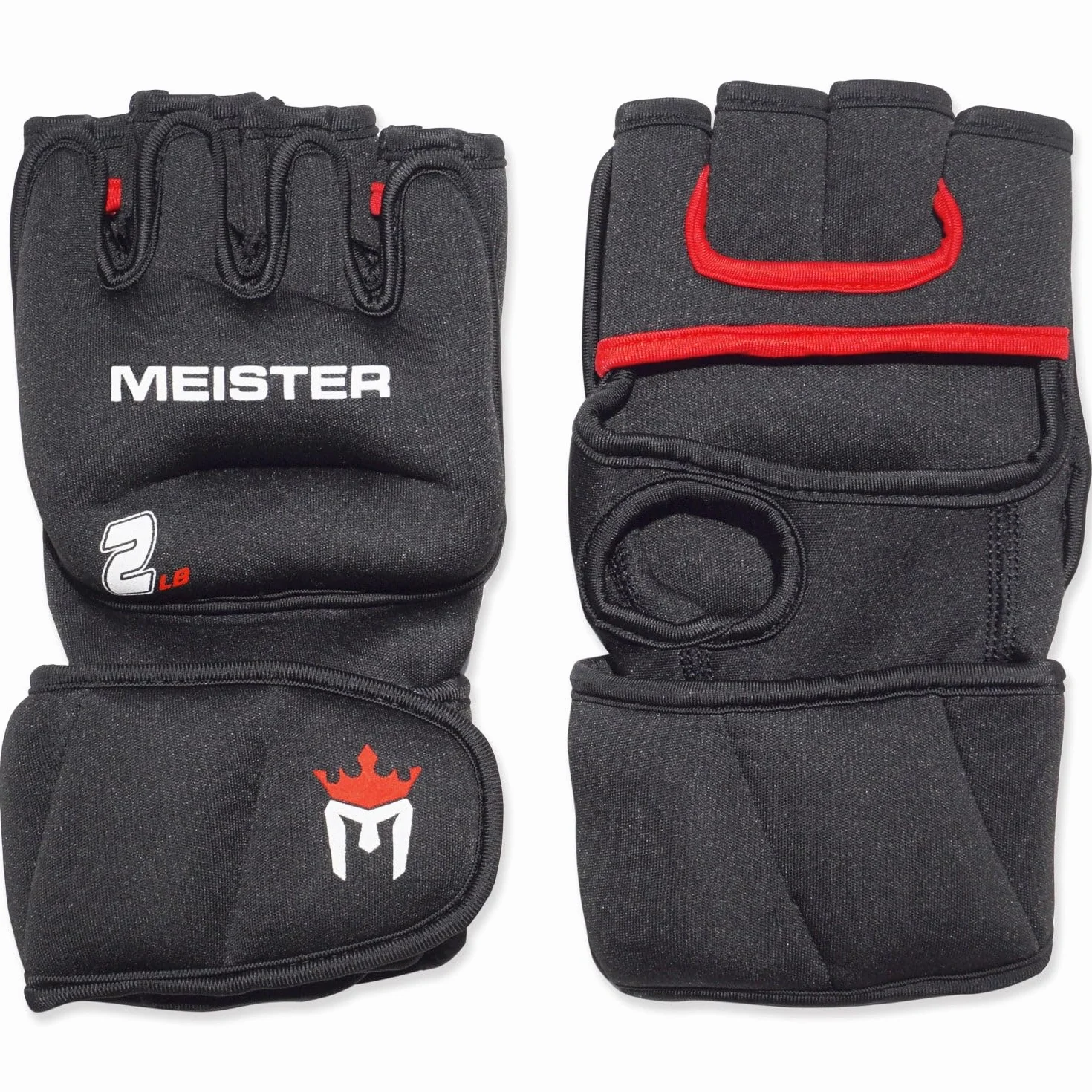 Meister Neoprenowe rękawice obciążeniowe 0,9 kg do cardio i ciężkich dłoni (para) - 0,9 kg x 2 - czarne/czerwone