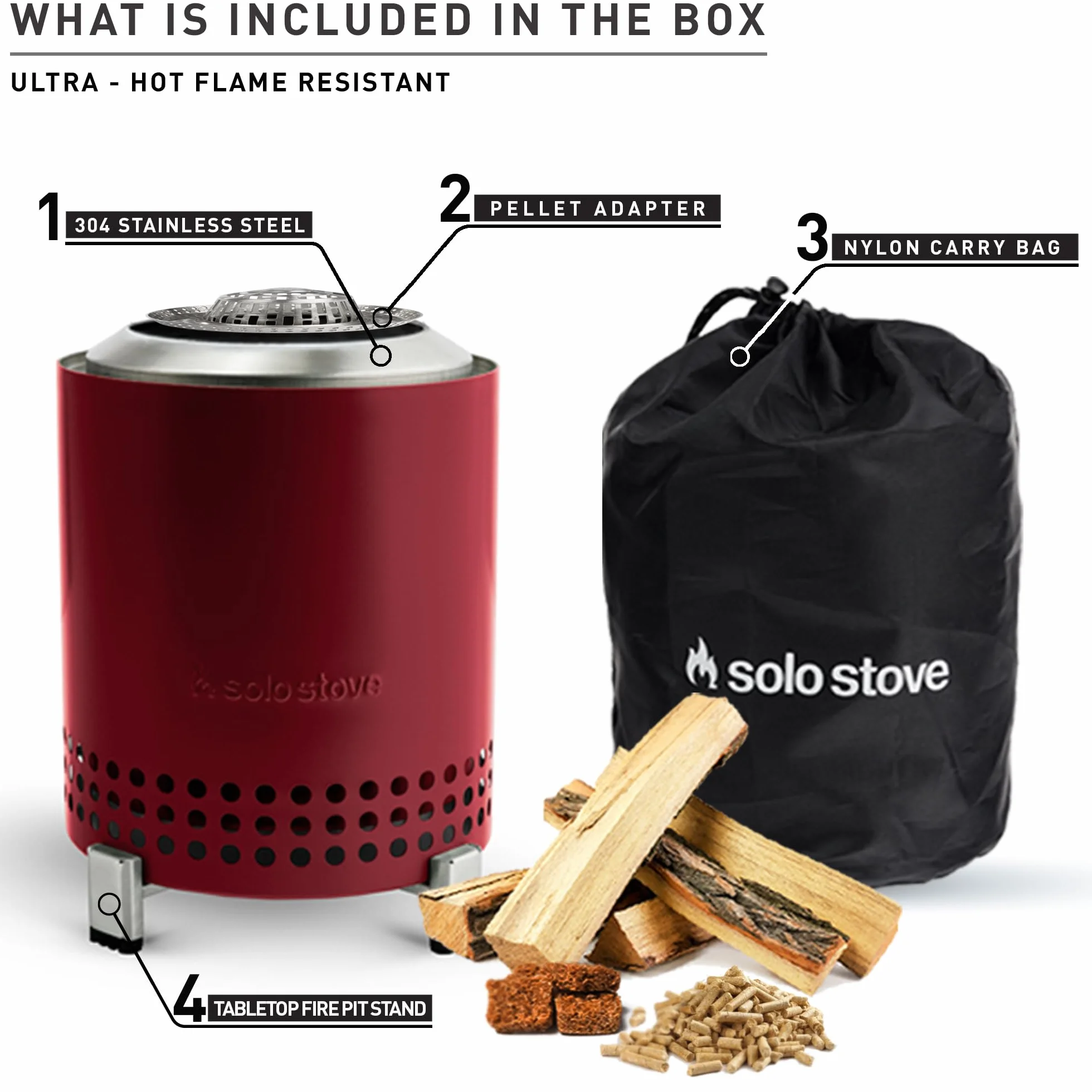Solo Stove Mesa palenisko do stołu ze stojakiem | mini ognisko do dymu do palenia w mieście i na przedmieściach, działa na peletach lub drewnie, bezpieczna stal nierdzewna, z torbą podróżną, 17,5 x 13