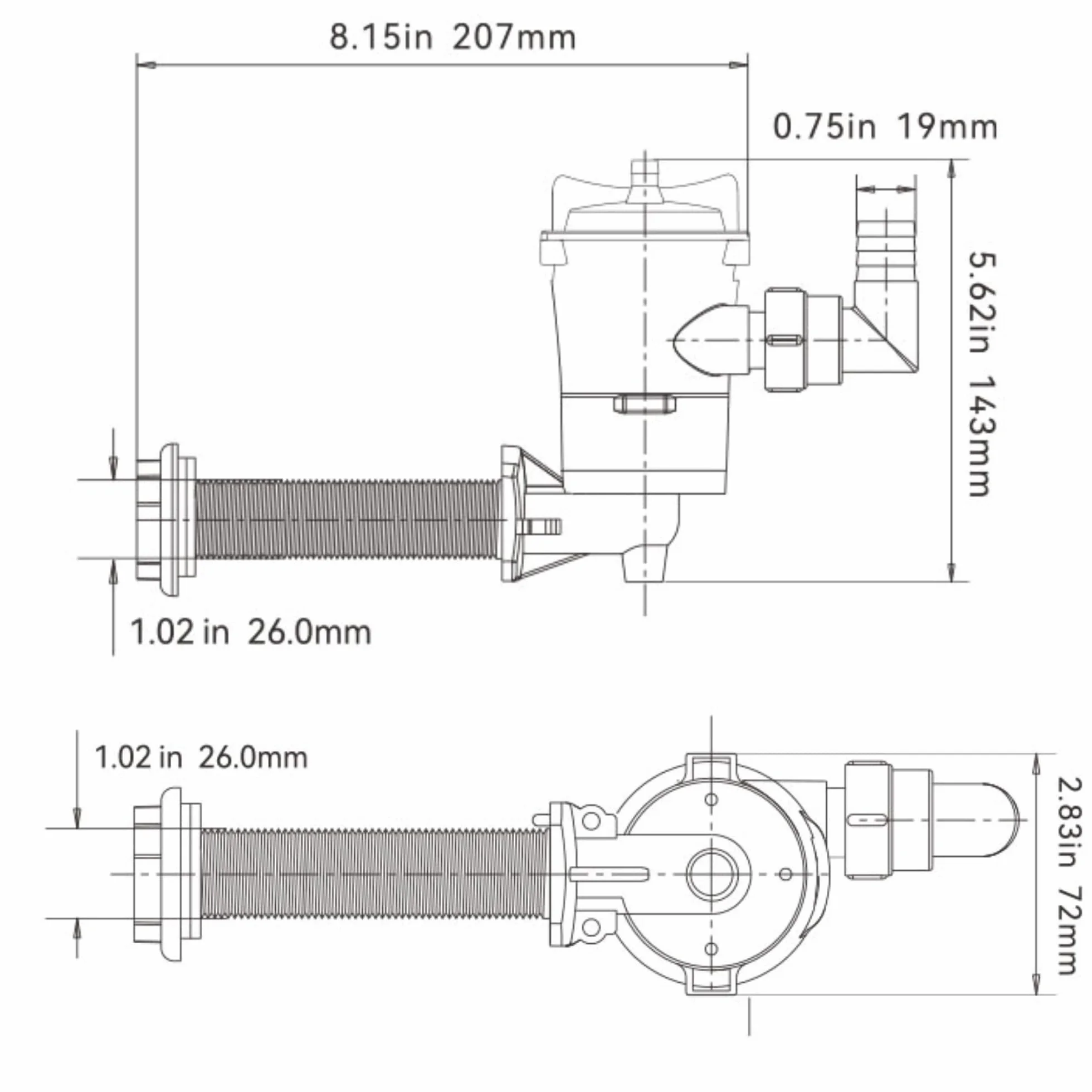 SEAFLO Kątowa pompa Baitwell/Livewell serii 05 800 GPH 12V DC zanurzalny napowietrzacz