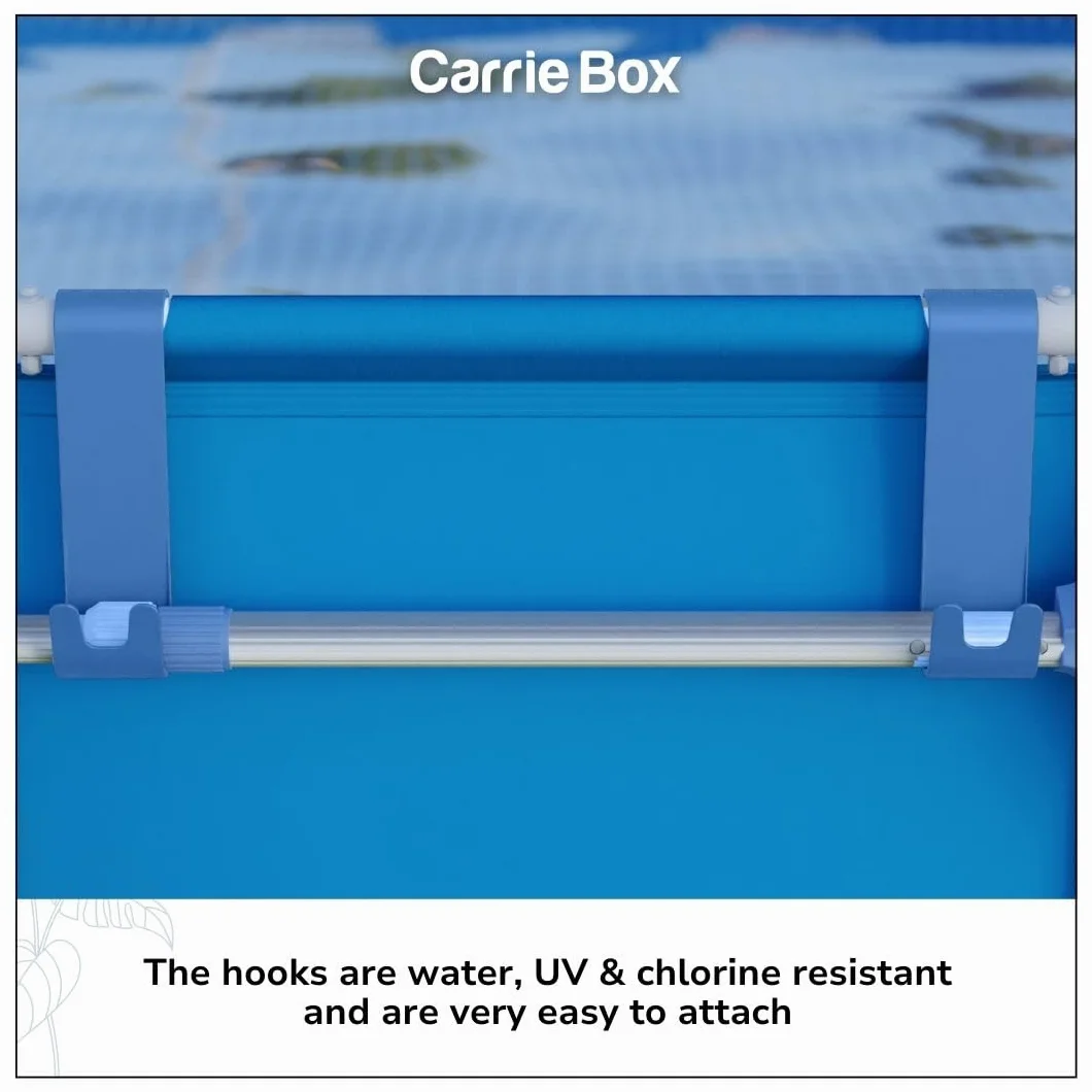 Carrie Box Uchwyt podbieraka z tworzywa sztucznego pochodzącego z recyklingu, drążki teleskopowe, łamanie liści, przechowywanie, akcesoria basenowe, czyszczenie basenu, basen ze stelażem (niebieski)