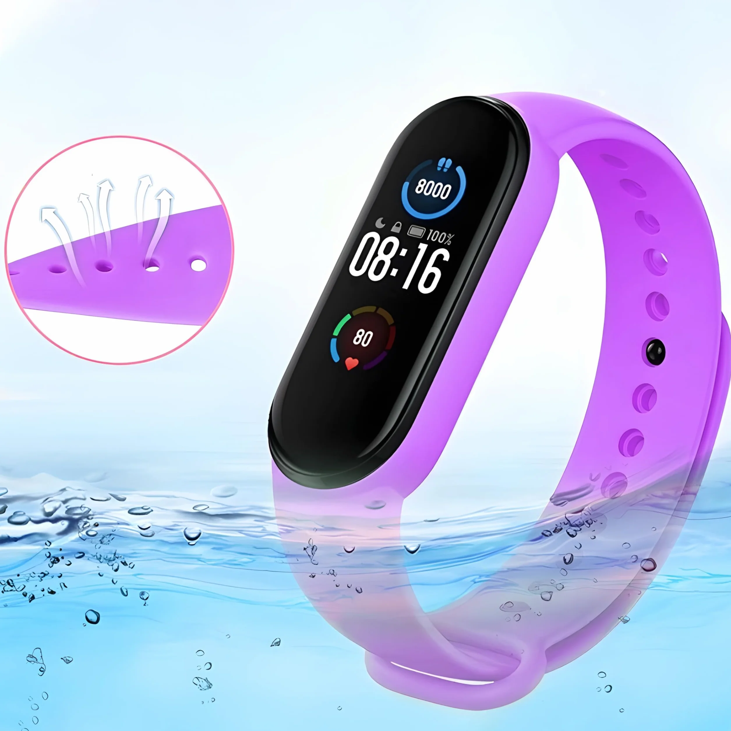 Retoo Zestaw 5 pasków do zegarka Xiaomi Mi Band 5/6/7 silikonowe wodoszczelne 102-119 mm
