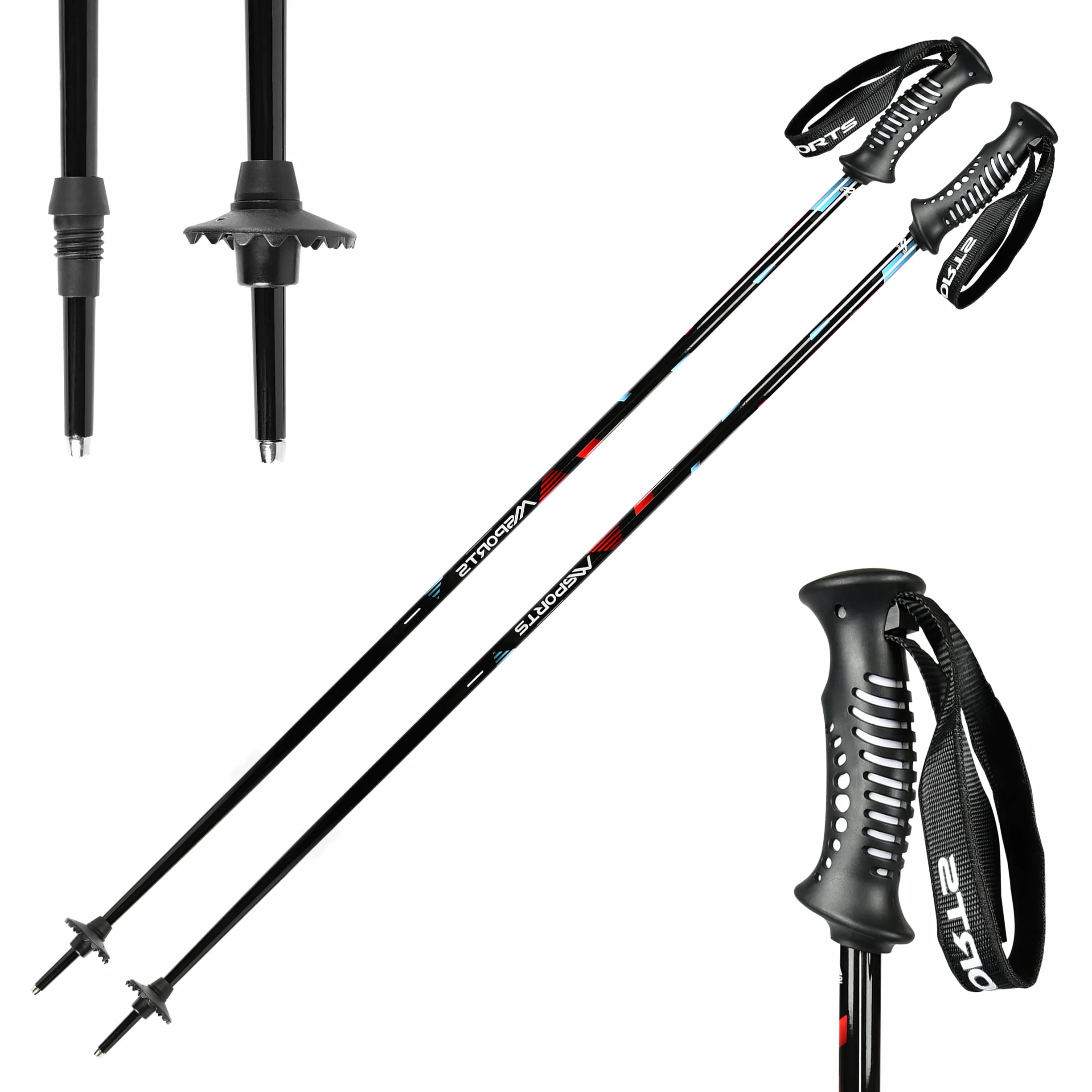 MSPORTS Kijki narciarskie Premium z talerzem śniegowym unisex I kijki narciarskie aluminiowe o różnych długościach I aluminiowy trzonek 18 mm (105 cm)