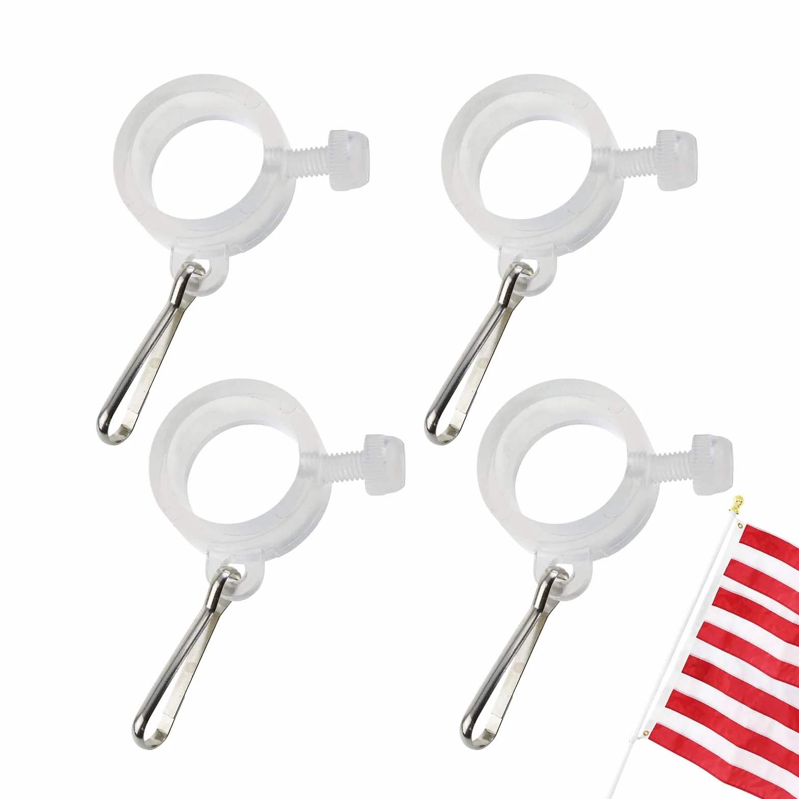 Generisch Flag Pole ringi, 4 sztuki klipsów do ogrodu, przeno?ne akcesoria parady podwórkowe, dla weteranów, dzia?ek, fanów sportu, sklepu, uroczysto?ci