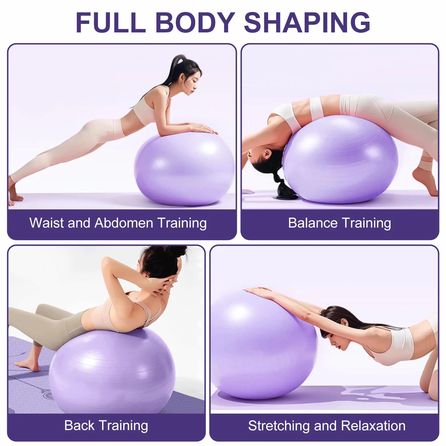 Flintronic Piłka do jogi 65 cm gruba z pompką ręczną do fitnessu i pilatesu
