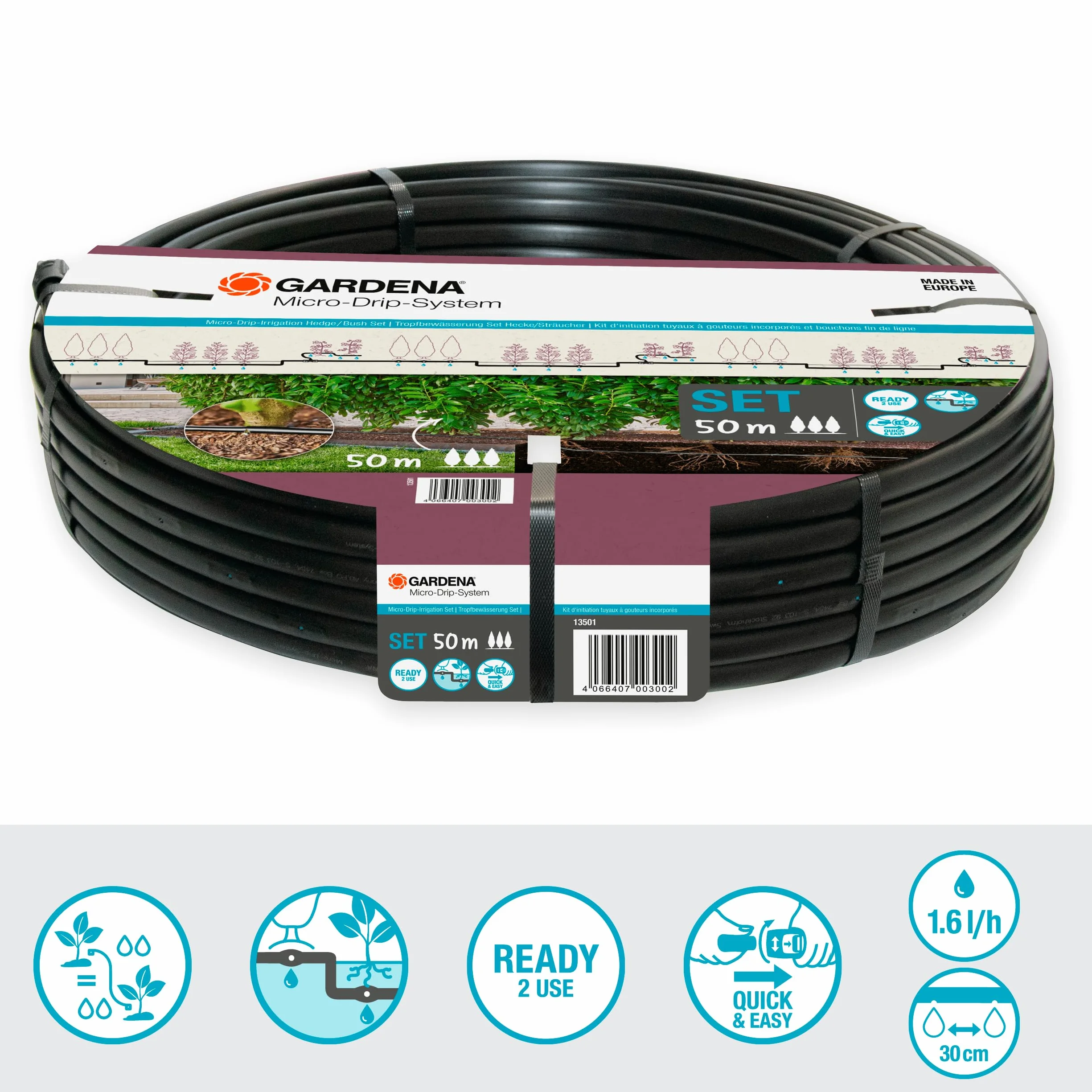 Micro-Drip-System Zestaw krzewów/żywopłotów 50 m