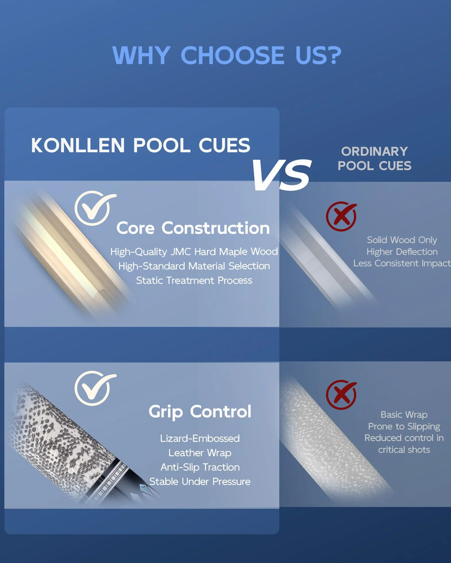 KONLLEN Kij basenowy Pro Taper kanadyjski klon bilardowy kije bilardowe dla dorosłych z trzonkiem o niskim odchyleniu (końcówka 10,5 mm/11,5 mm/12,5 mm), profesjonalny zestaw kijek bilardowych z