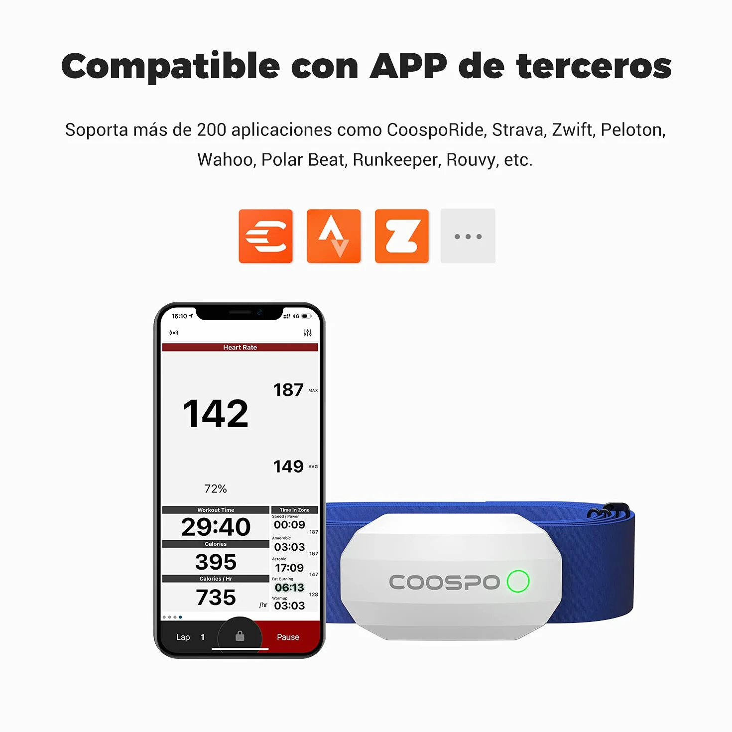 COOSPO H808S Czujnik Tętna Bluetooth Ant+ Monitor Sportowy