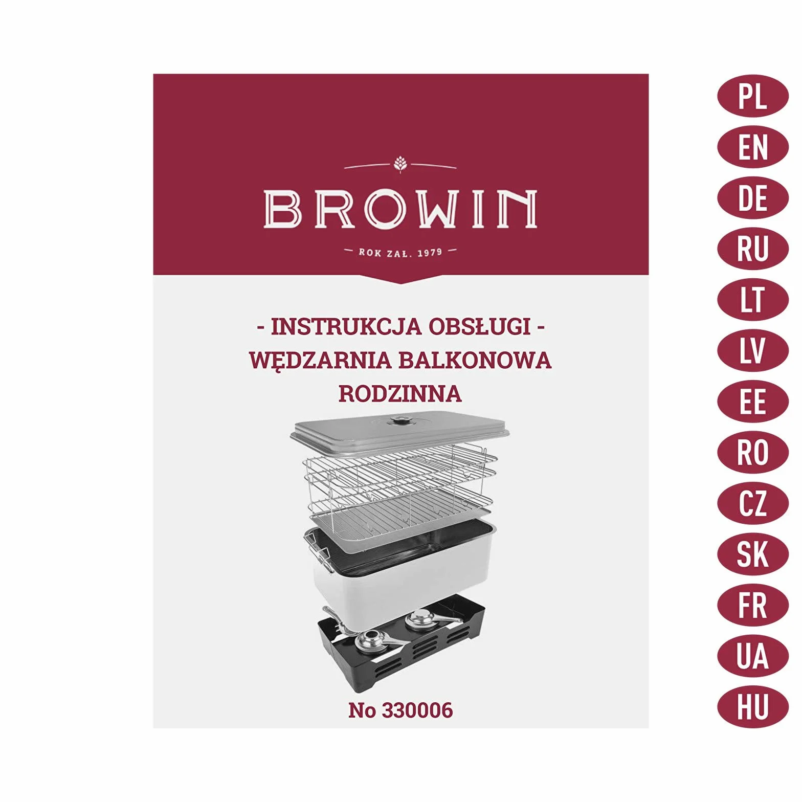BROWIN® Zestaw wędzarniczy stołowy ze stali nierdzewnej z termometrem 330006 | nierdzewny | piec wędzarniczy stołowy | ryby i inne grillowanie i wędzenie | akcesoria kempingowe