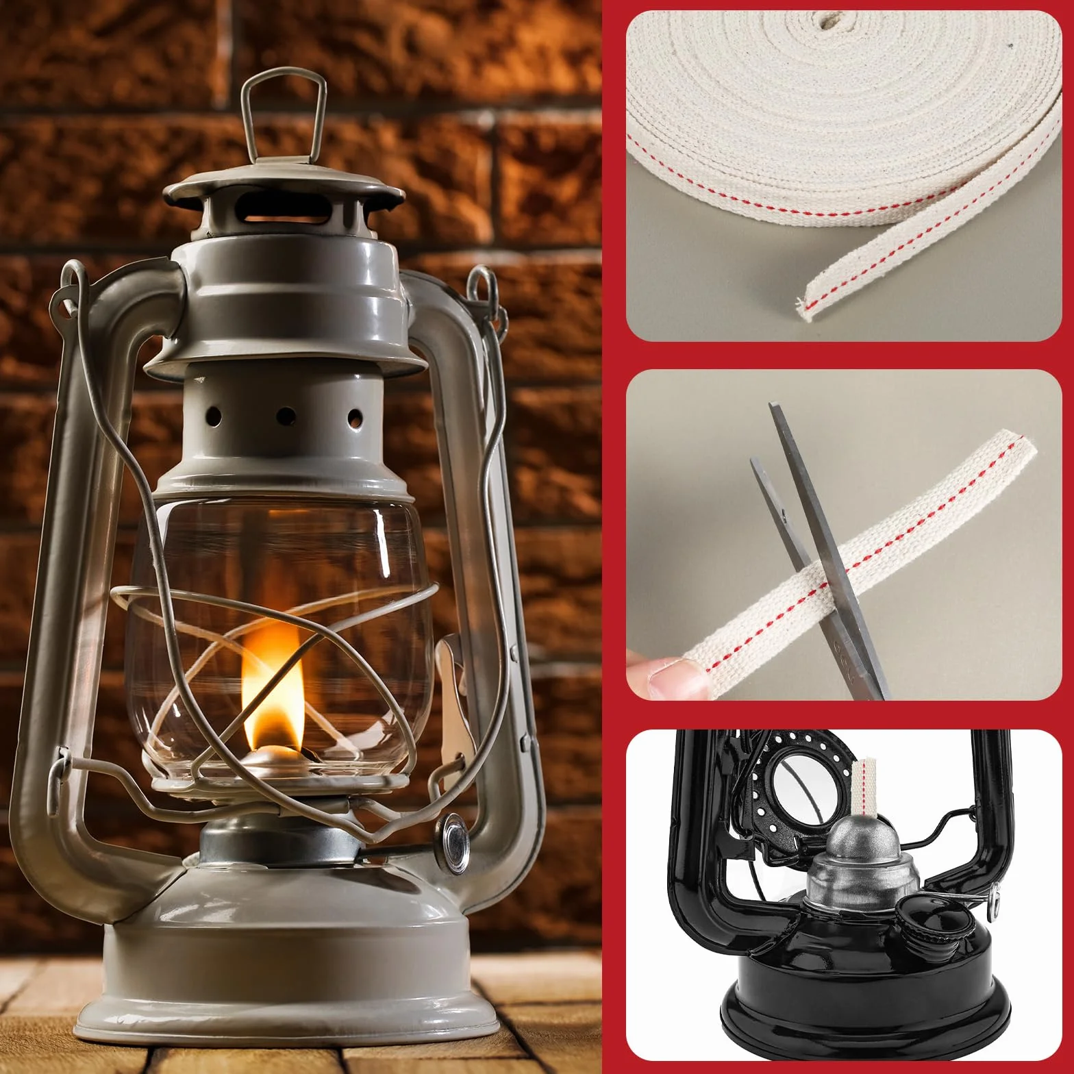 Knot do lamp olejowych bawełniany 10 m x 13 mm zapasowy do lamp naftowych pochodni ogrodowych