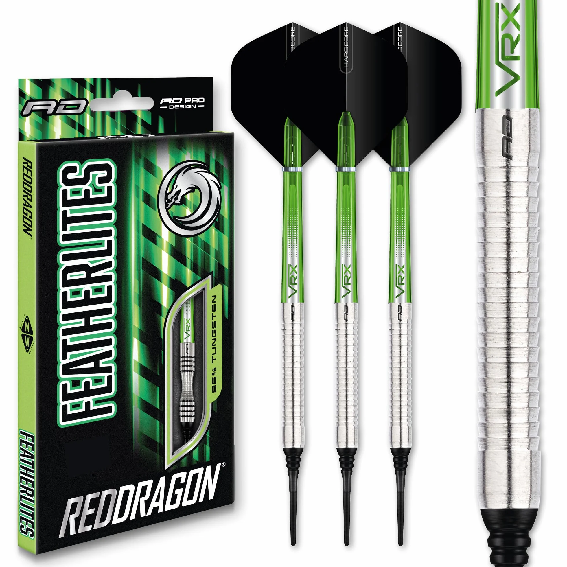 RED DRAGON Featherlite 13g Baryłka / 15g Waga Całkowita, Zestaw Rzutek z Miękką końcówką - 85% Wolfram z lotkami i trzonkami