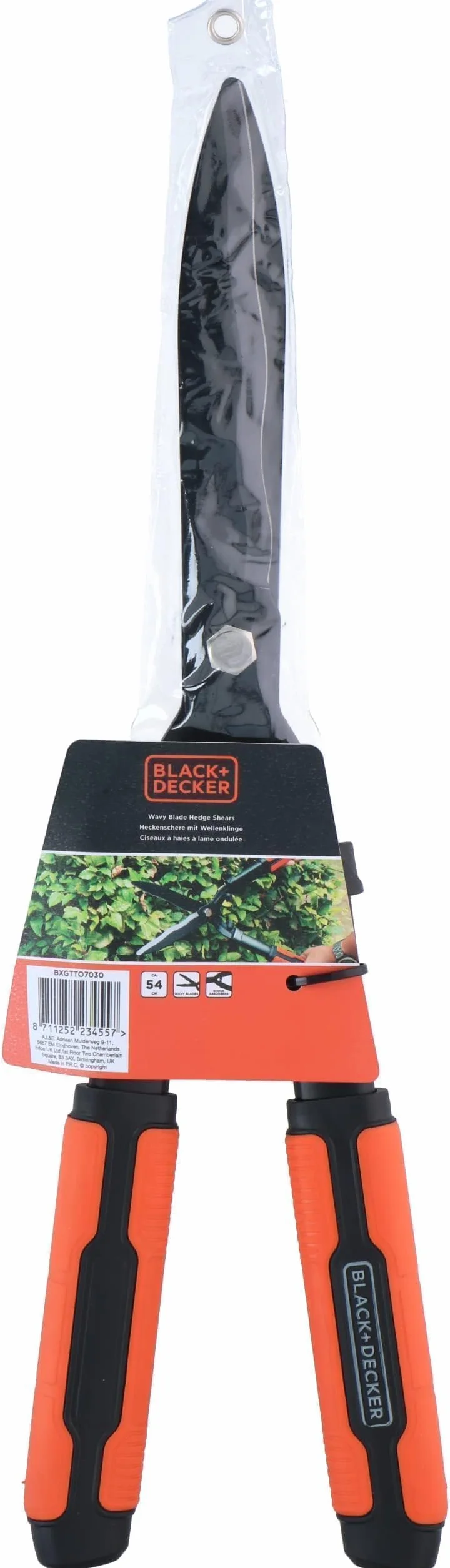 BLACK+DECKER Nożyce do żywopłotu – ząbkowane ostrza stalowe – 53 cm – czarne/pomarańczowe