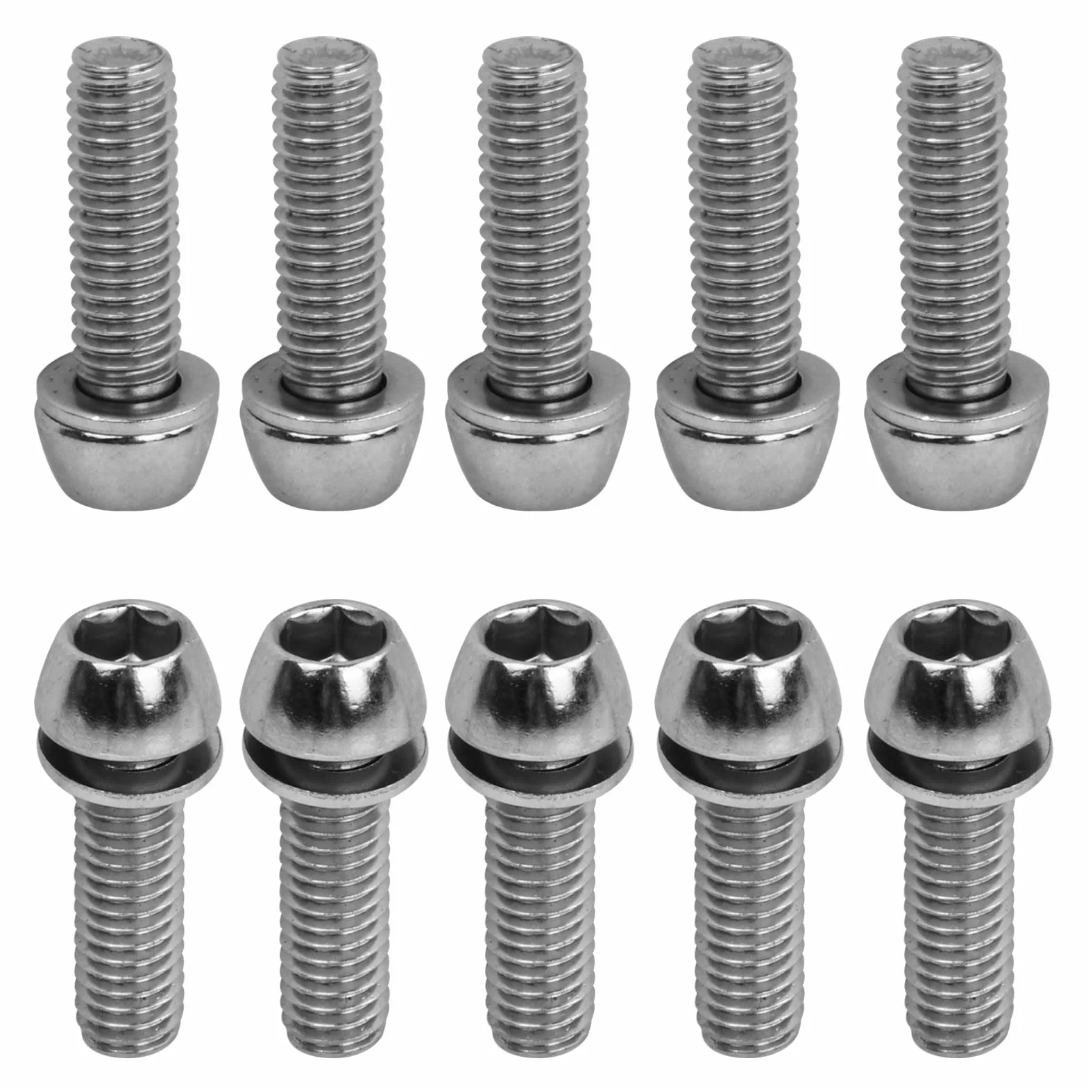 Śruby stożkowe do mostka rowerowego M6 x 20 mm, kolor srebrny, śruby