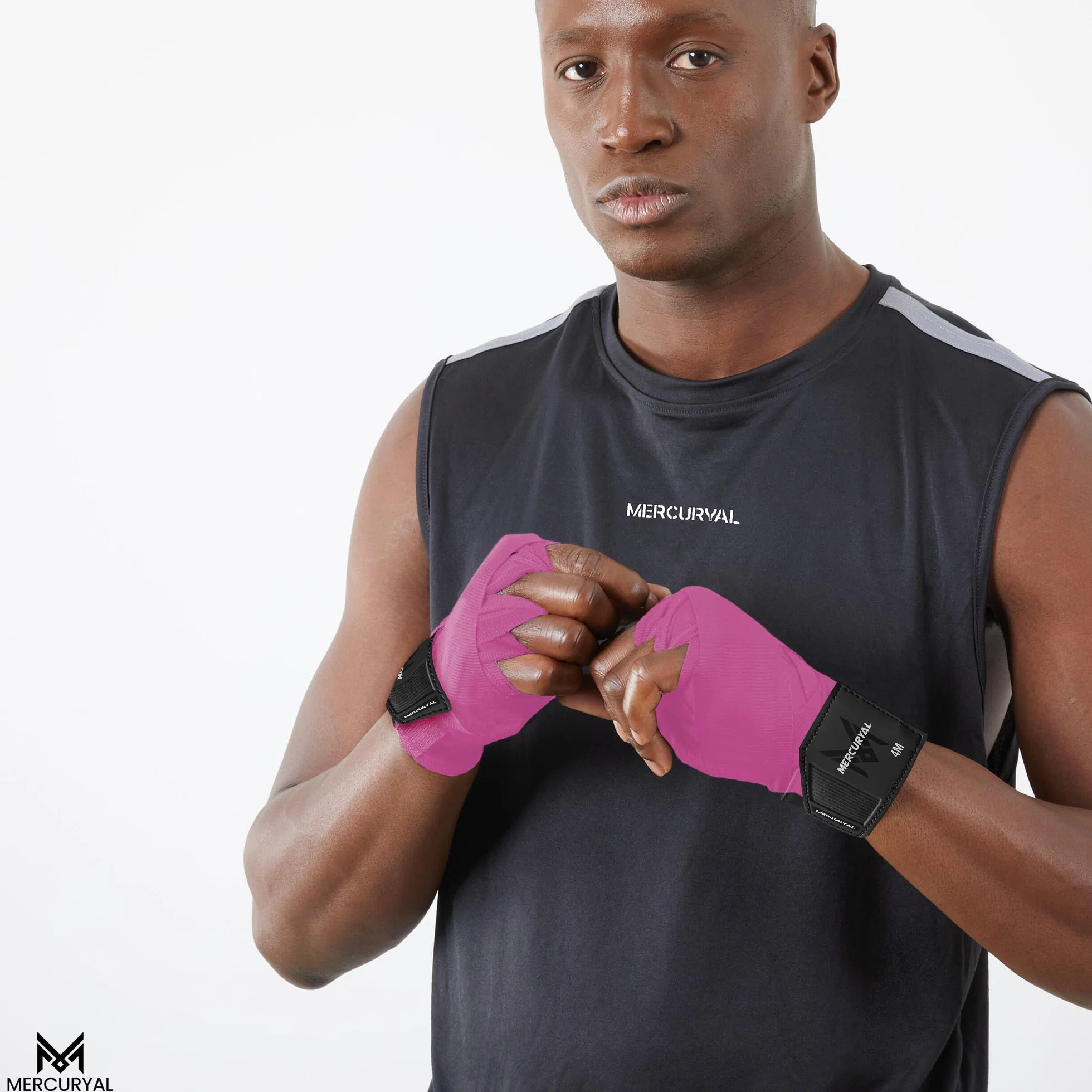 MERCURYAL Bandaże bokserskie 4m do ochrony dłoni - Hand Wraps Muay Thai MMA Kick Boxing (różowy)