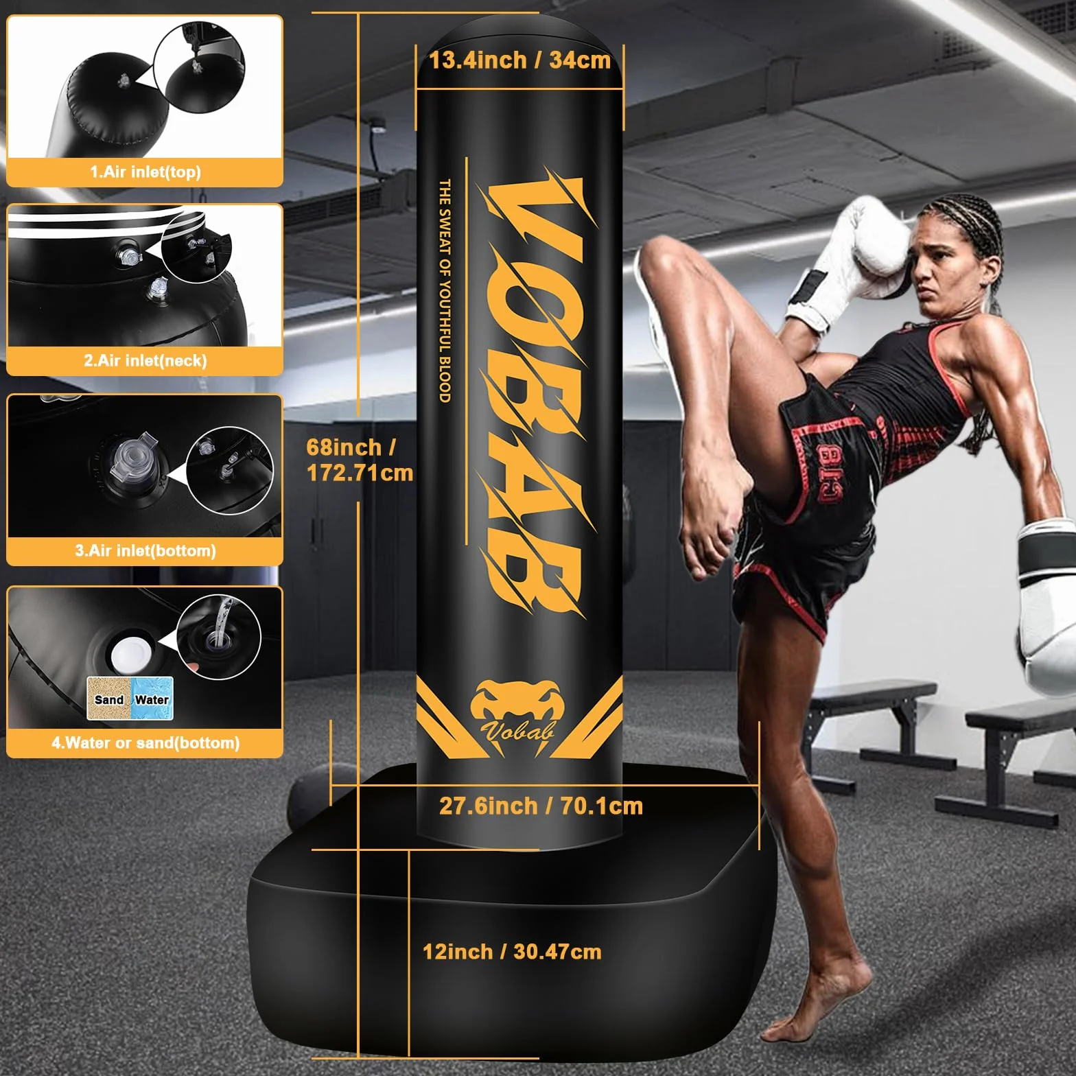 Worek bokserski wolnostojący 175 cm do MMA Muay Thai kickboxingu