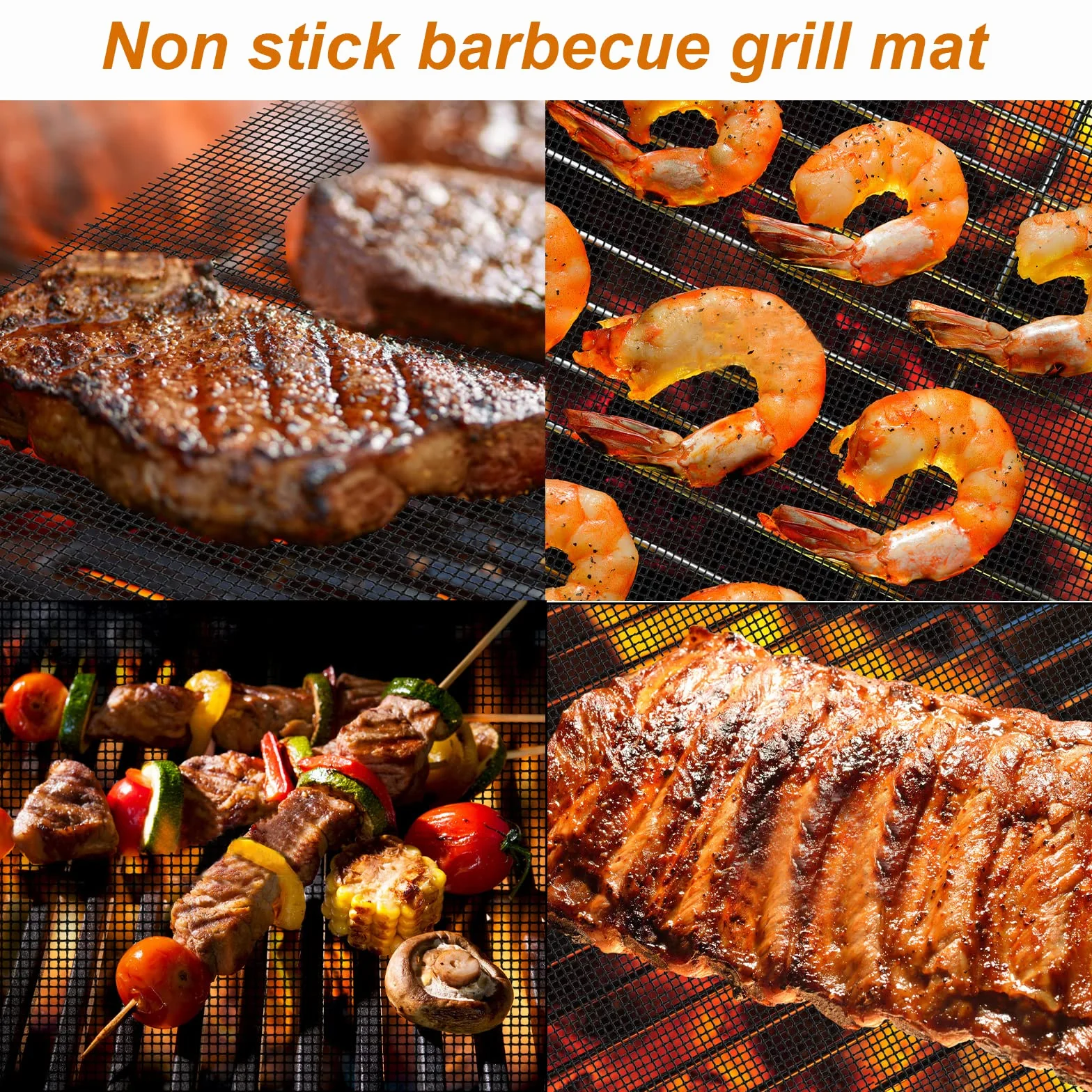 Colexy Mata z siatki do grilla, 3 sztuki maty do grilla, wielokrotnego użytku, siatka do grillowania z powłoką nieprzywierającą, odporna na ciepło siatka do grillowania, mięsa, warzyw, 33 x 40 cm