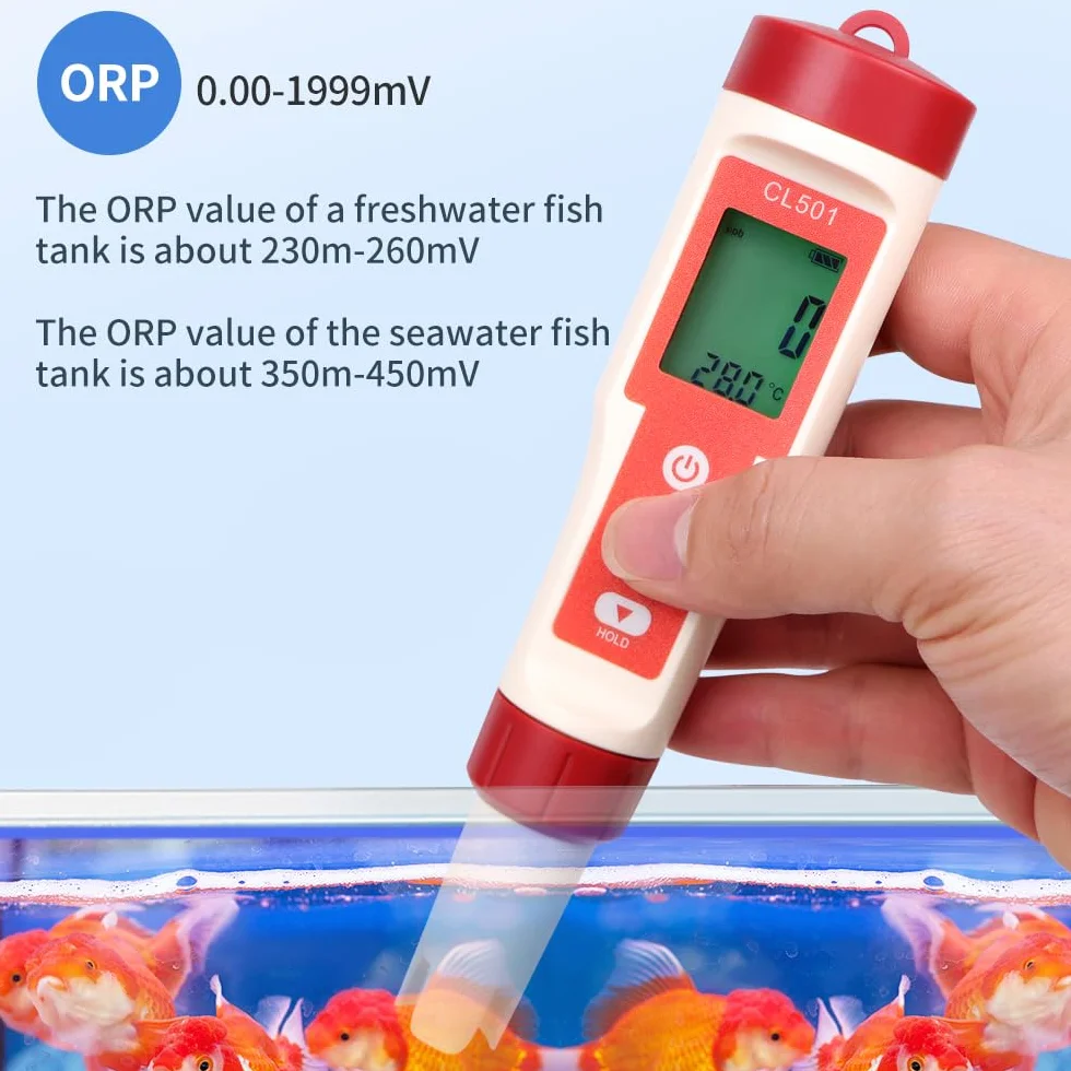 OBEST Miernik chloru i pH basen 5 w 1, phmetr ORP H2 Temperatura, test twardości wody, tester pH do basenu z wyświetlaczem LCD, miernik pH wody pitnej, spa lub laboratorium