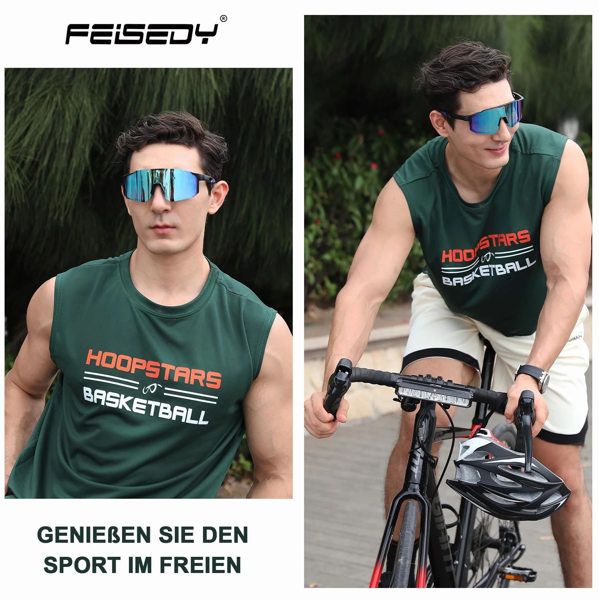 FEISEDY Sportowe okulary przeciwsłoneczne dla mężczyzn i kobiet, okulary rowerowe, lustrzane, do jazdy na rowerze górskim, kolarstwa, biegania, enduro z ochroną UV400, B2388