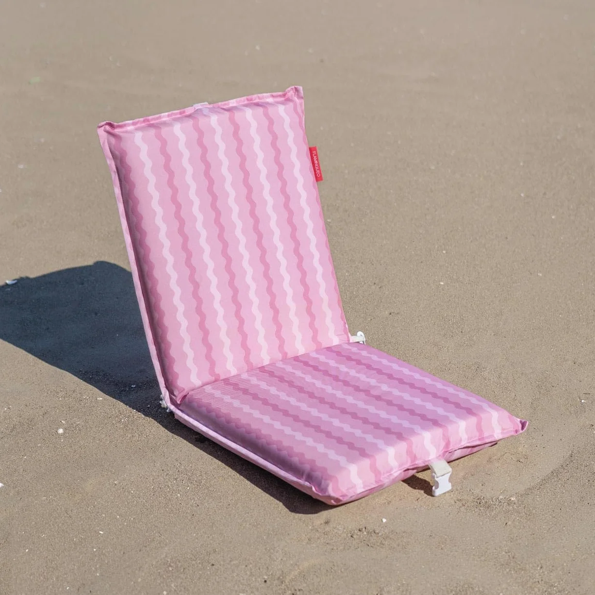 Flamingueo Krzesło plażowe - Leżak plażowy składany lekki - 5-stopniowo regulowane oparcie - Uchwyty plecakowe - Wodoodporne - Tkanina poliestrowa - Różowe