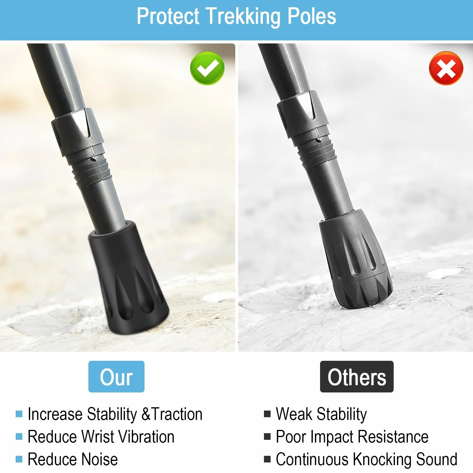 Kije do nordic walking gumowe odbojniki 6 sztuk