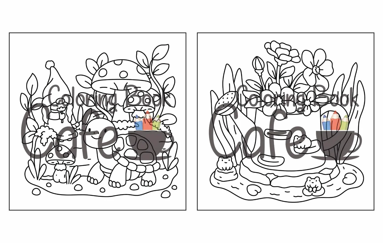 Tiny Gardens: Cute & Comfy Coloring Book for Adults and Teens Featuring Adorable Garden Scenes