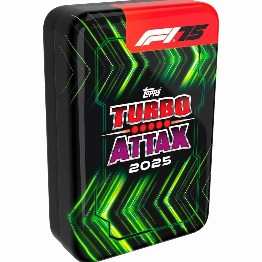 Topps Turbo Attax Formula 1 2025 Mega Tin 66 kart LE Lightning Lids