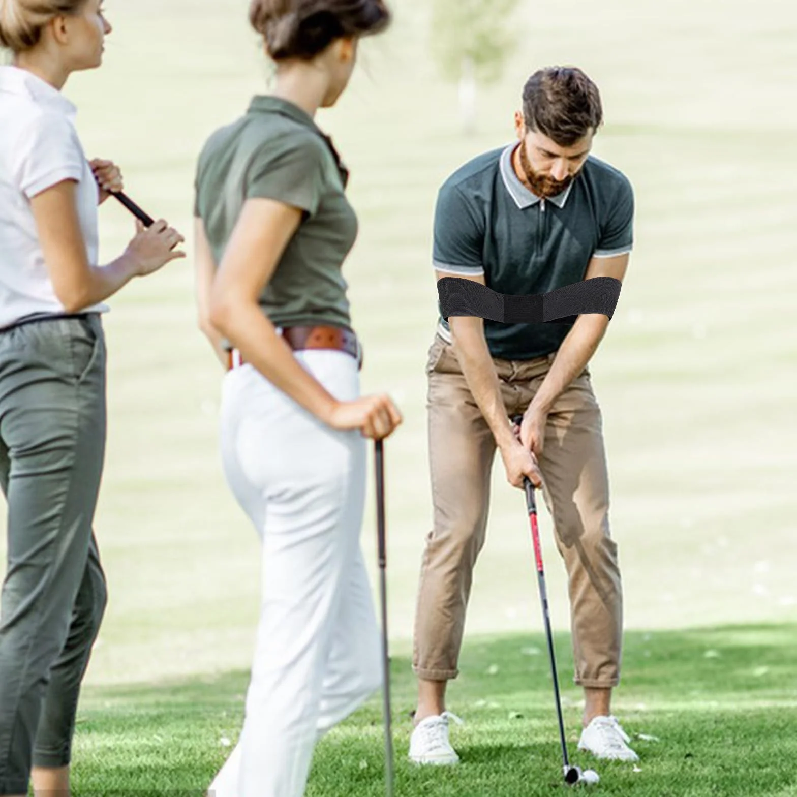 Zestaw narzędzi treningowych do golfa, 1 x opaska do golfa i 1 x trener chwytu golfowego, trener zamachowy dla początkujących lub do poprawy pozycji zamachowej