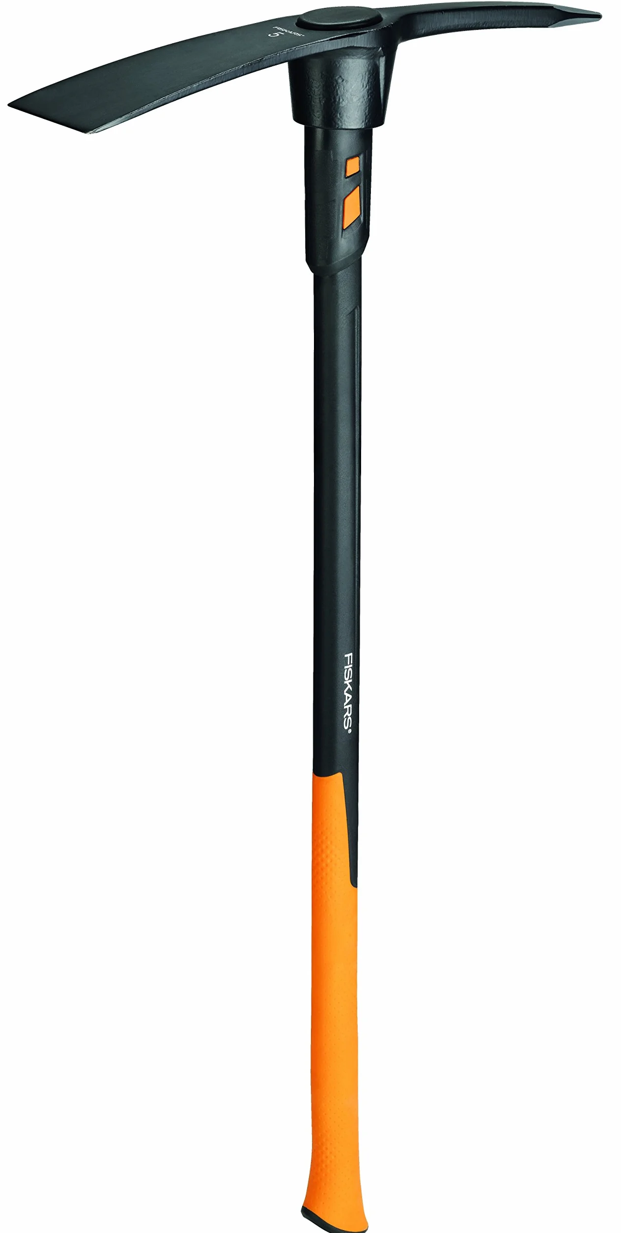 Fiskars Kilof IsoCore L do ciężkiej pracy na ciężkich, kamienistych glebach, Długość: 91 cm, Waga: 3,4 kg, Czarny/ pomarańczowy, 1020166