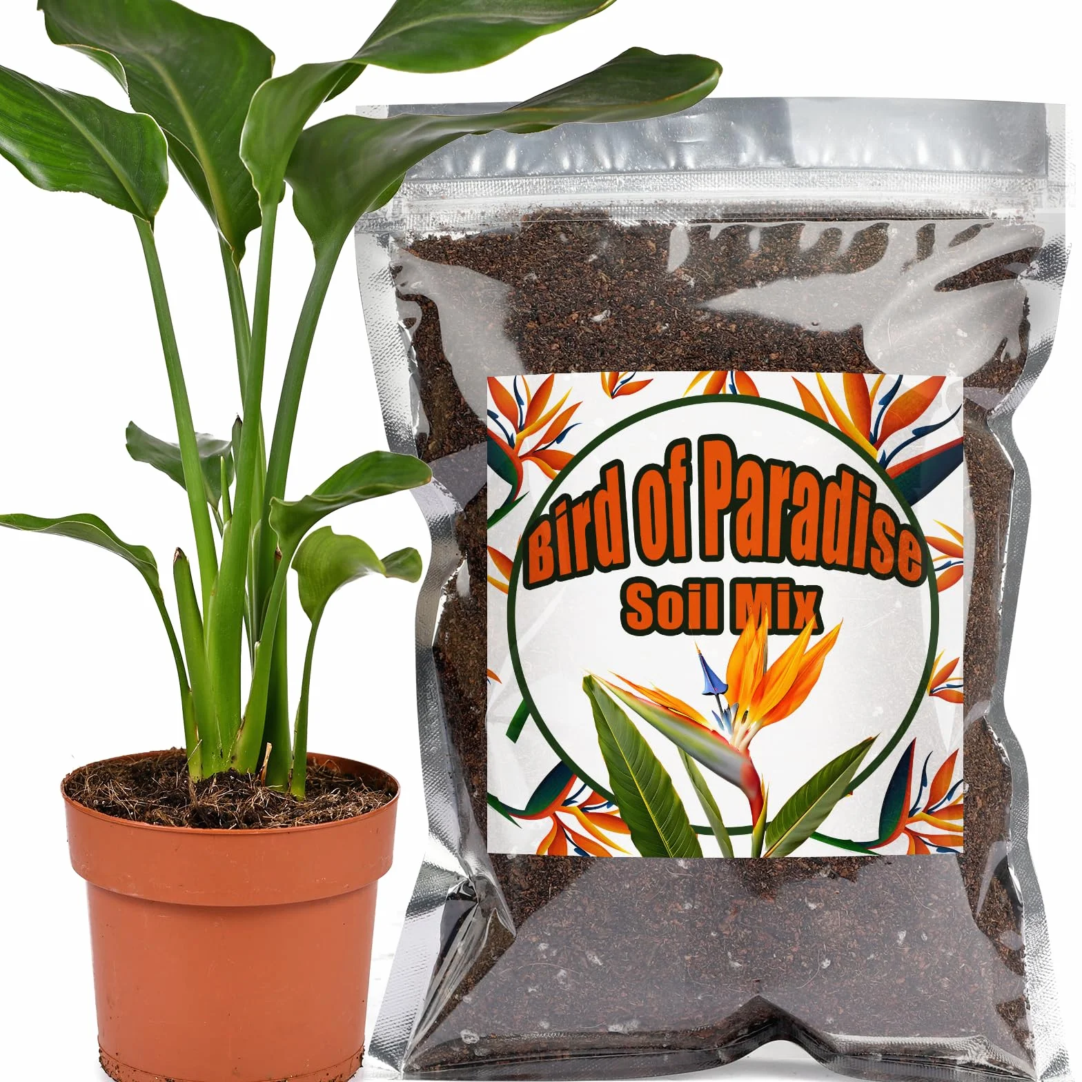 Organiczna mieszanka gleby doniczkowej Bird of Paradise, 1 l, idealna do roślin doniczkowych wewnątrz i na zewnątrz, wspomaga optymalny wzrost Bird of Paradise