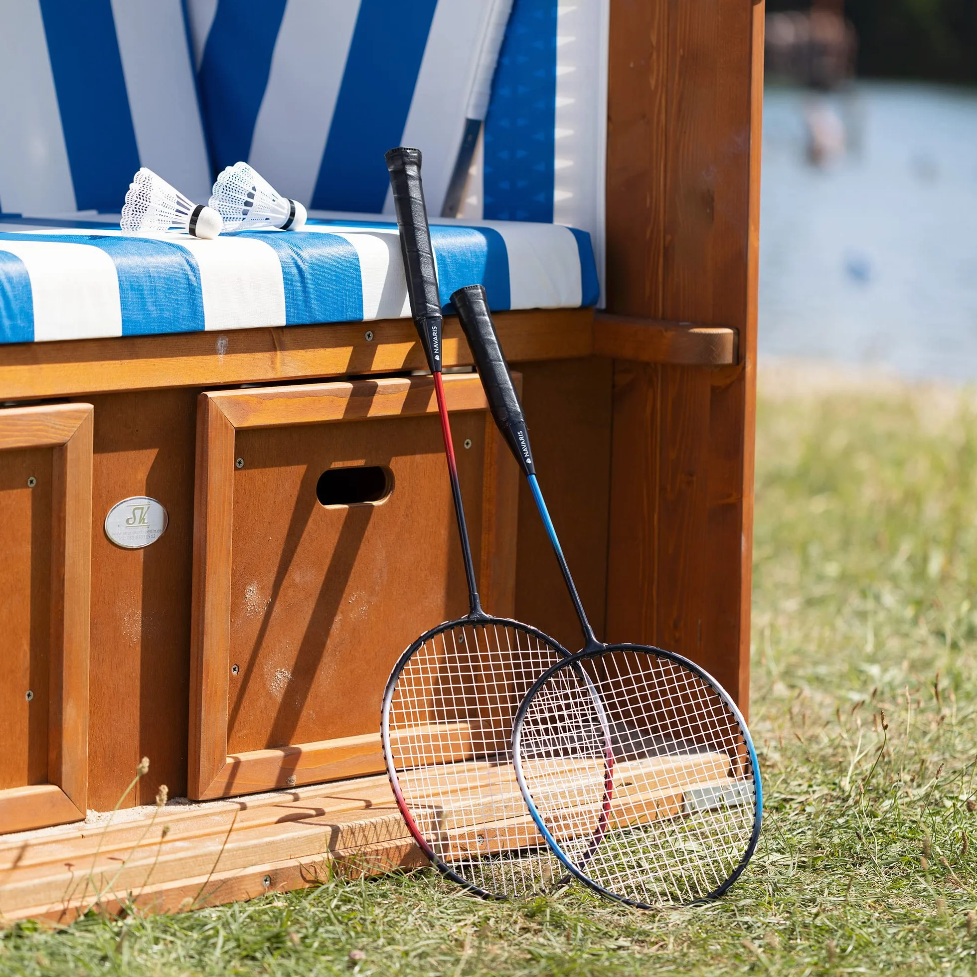 Navaris Badminton Inc. Spred Balls Zestaw Rakieta Badmintona z Torbą Czerwony Niebieski