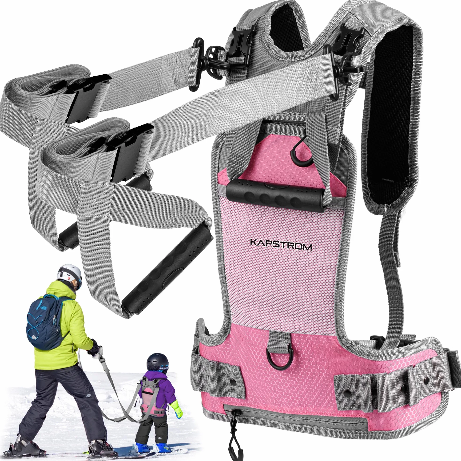 KapStrom Ski & Snowboard Training Harness for Kids with 2 Guiding Straps & Adjustable Shoulder Straps
