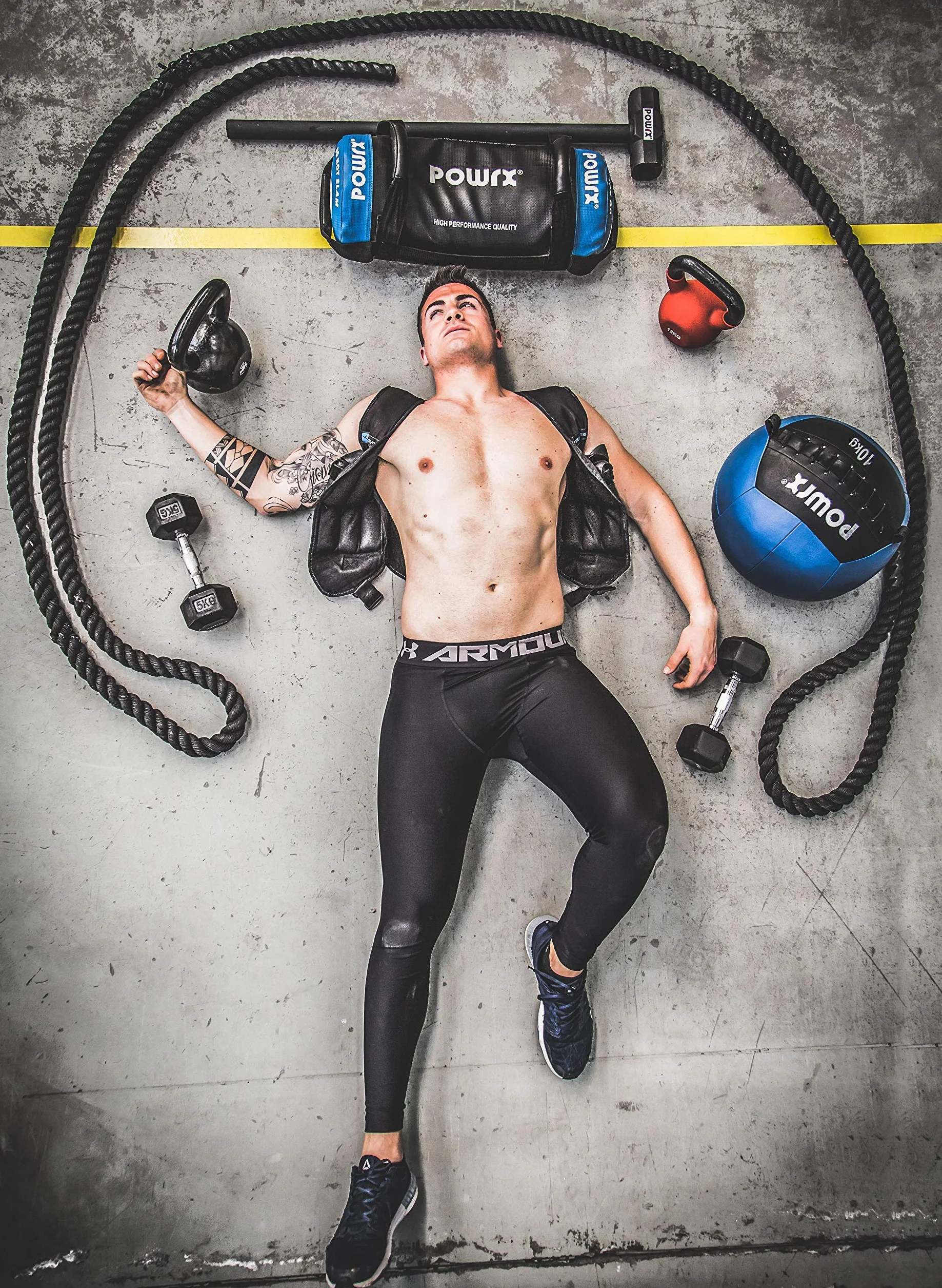 POWRX Battle Rope lina treningowa z powłoką, w zestawie trening I Ø 38 lub 50 mm I linka treningowa linka sportowa lina treningowa lina treningowa lina treningowa lina fitness I różne długości I uchwyt ścienny opcjonalnie