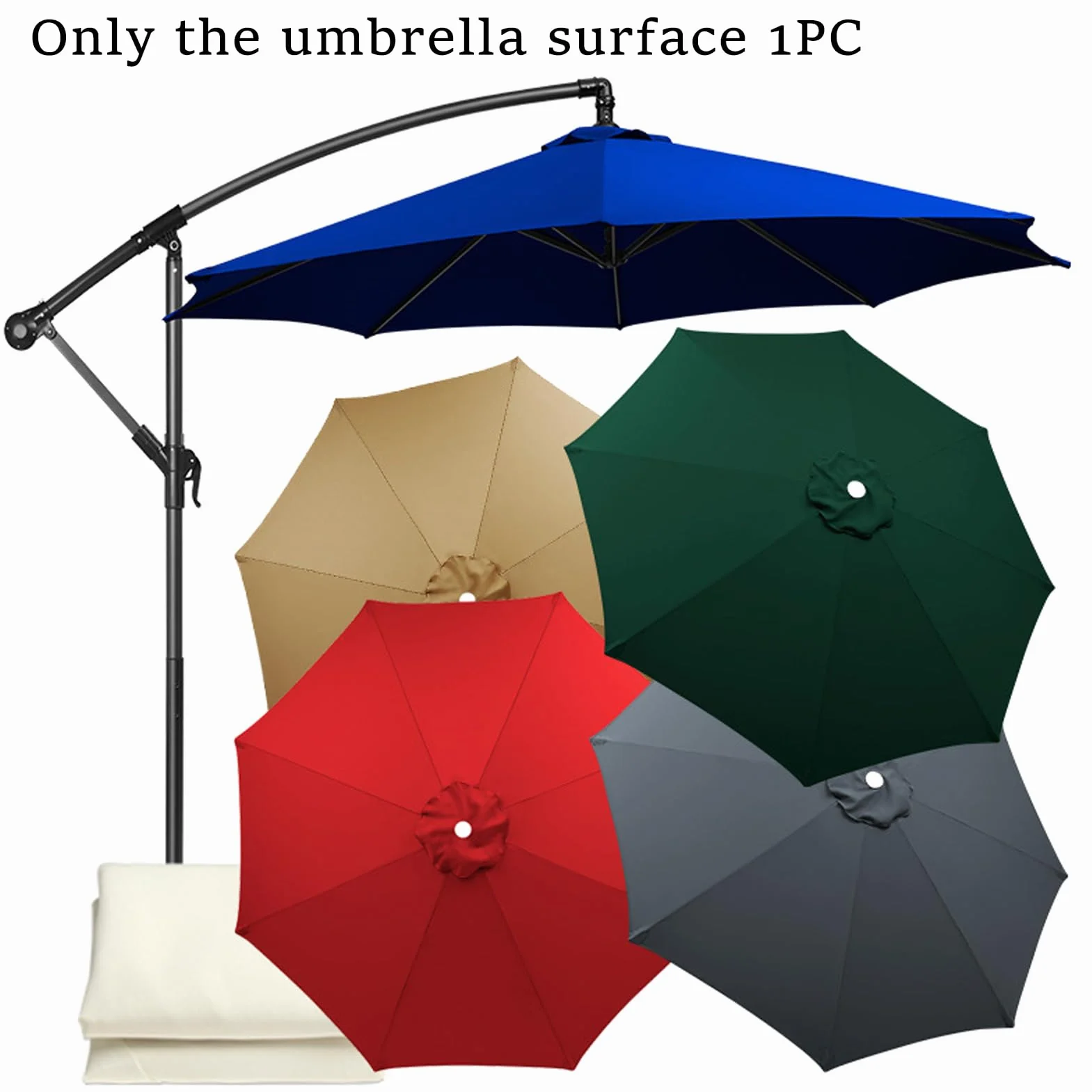 Zapasowy baldachim od 2,0 m do 4,0 m, 6/8 żeber, parasol ogrodowy, zapasowy materiał parasolowy, ochrona UV 50+, do ogrodu, na podwórko, parasol plażowy