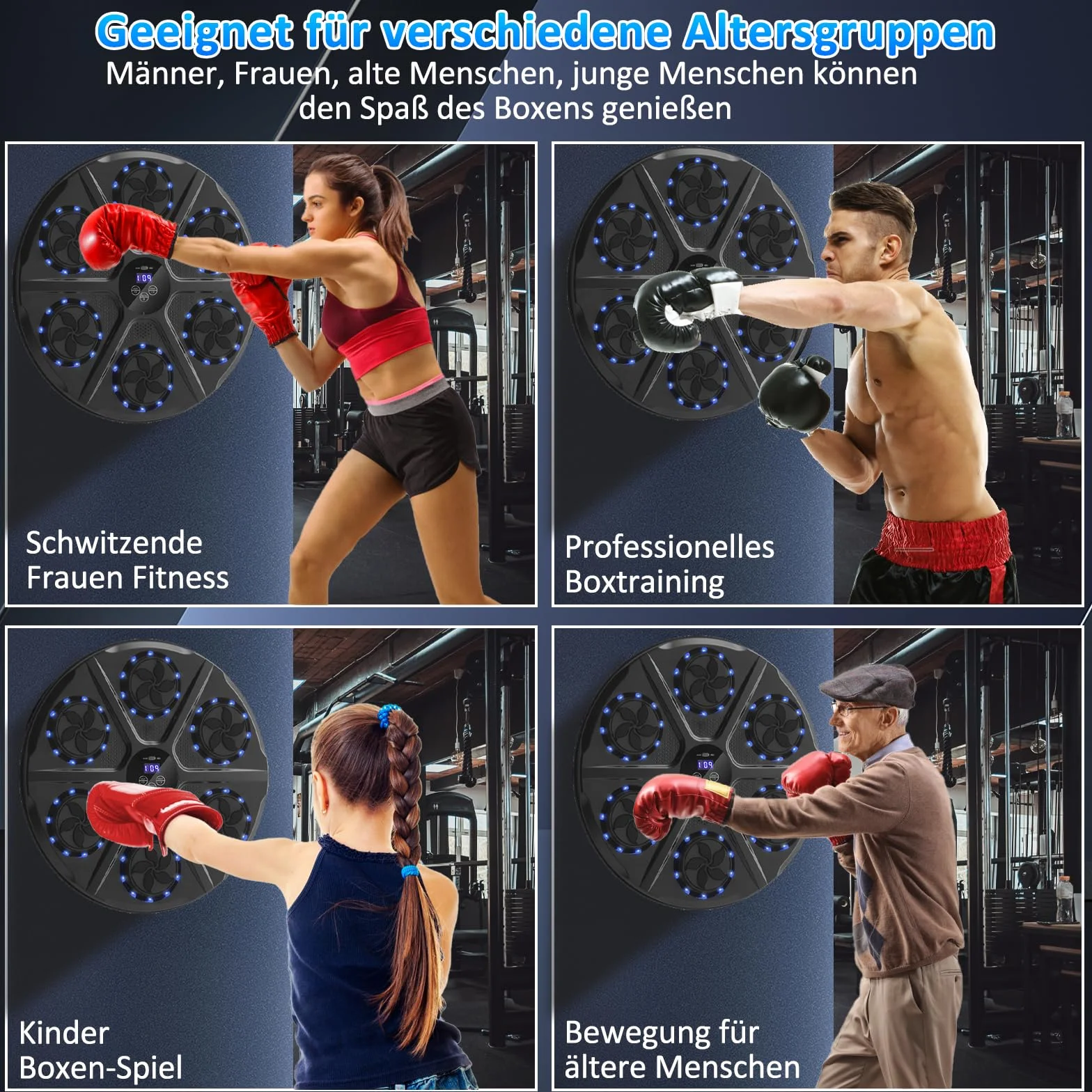 Music Boxing Machine Smart Muzyczna maszyna bokserska na ścianę Bluetooth 9 funkcji 18 prędkości