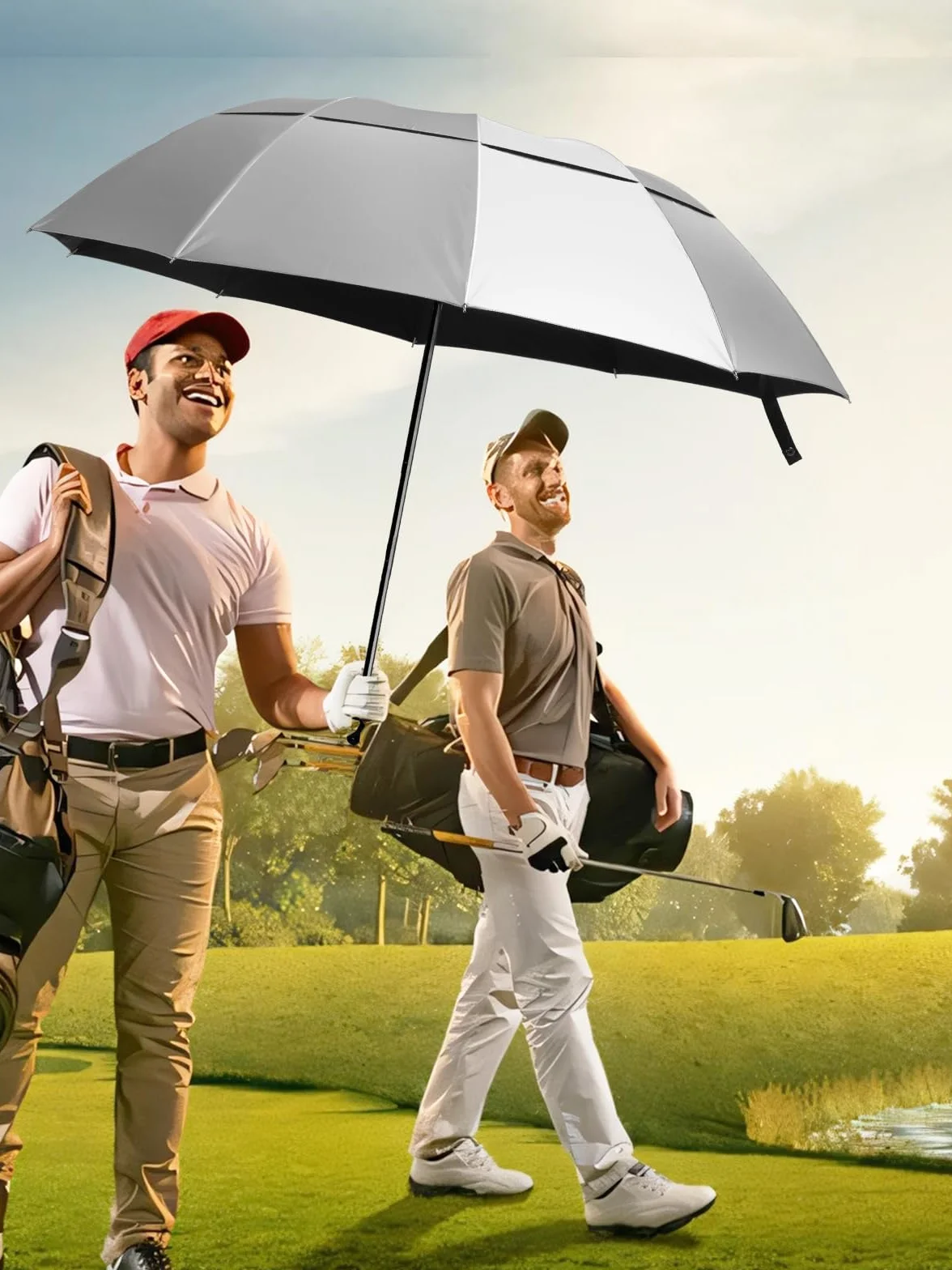 Kalolary Bardzo duży kompaktowy parasol golfowy, podwójny, wentylowany, wiatroszczelny, wodoodporny, dla kobiet i mężczyzn 117/54/157.5 cm