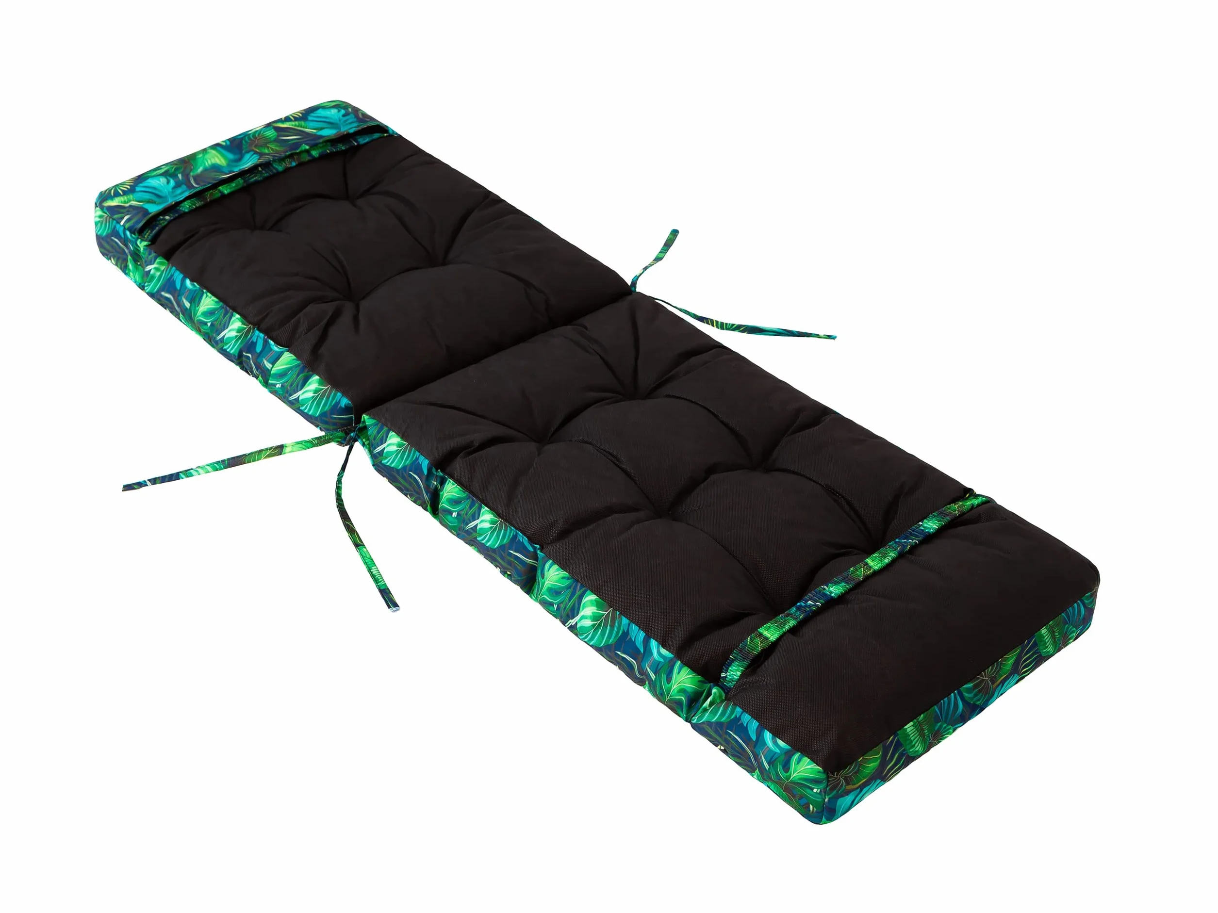 PillowPrim Poduszka na leżak, poduszka na krzesło, krzesło ogrodowe, krzesło, do ogrodu, poduszka na leżak ogrodowy, poduszka do ogrodu na zewnątrz – 50 x 160 cm, niebieskie liście