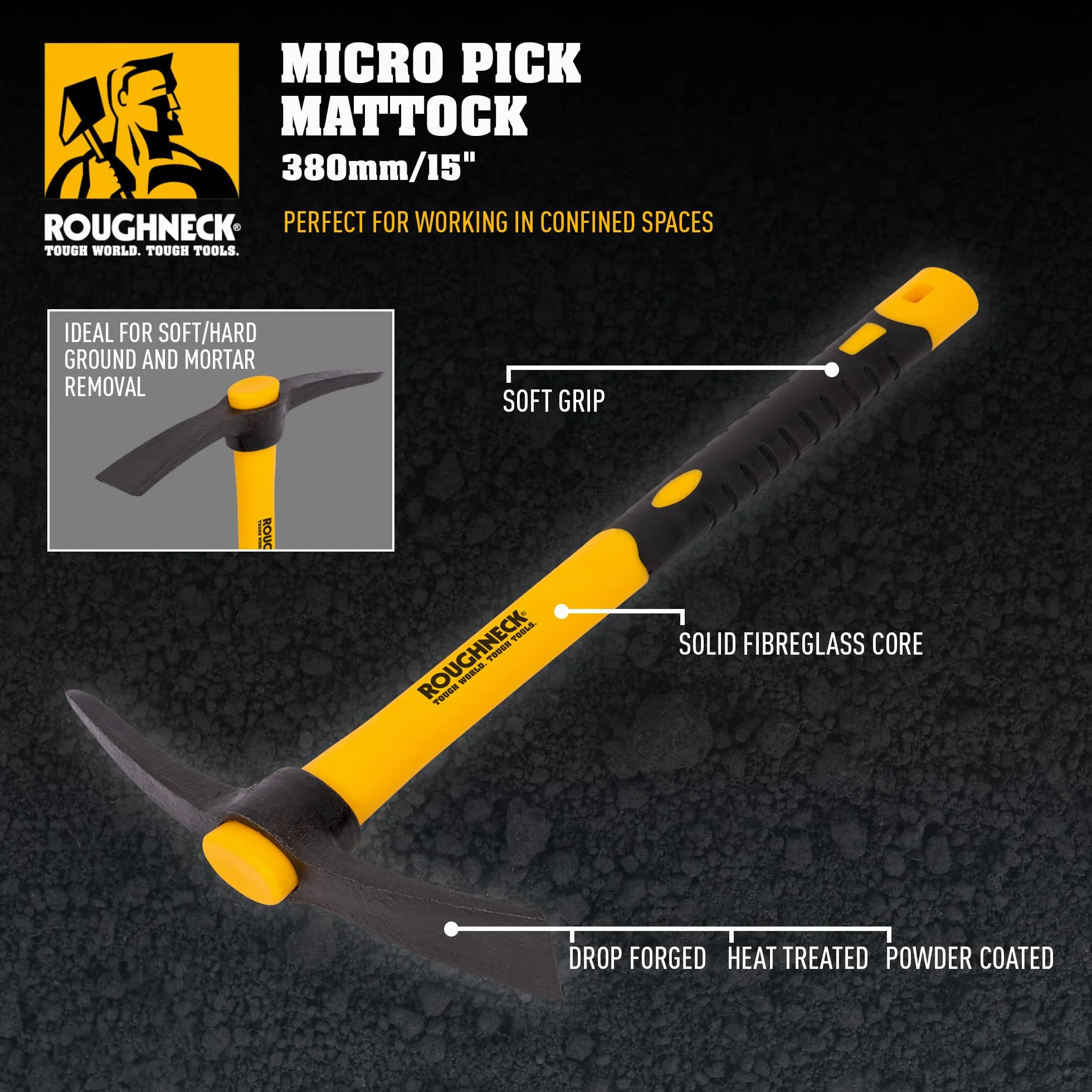 Roughneck ROU64011 Micro Pick Mattock z uchwytem z włókna szklanego, wielokolorowy, 1 szt