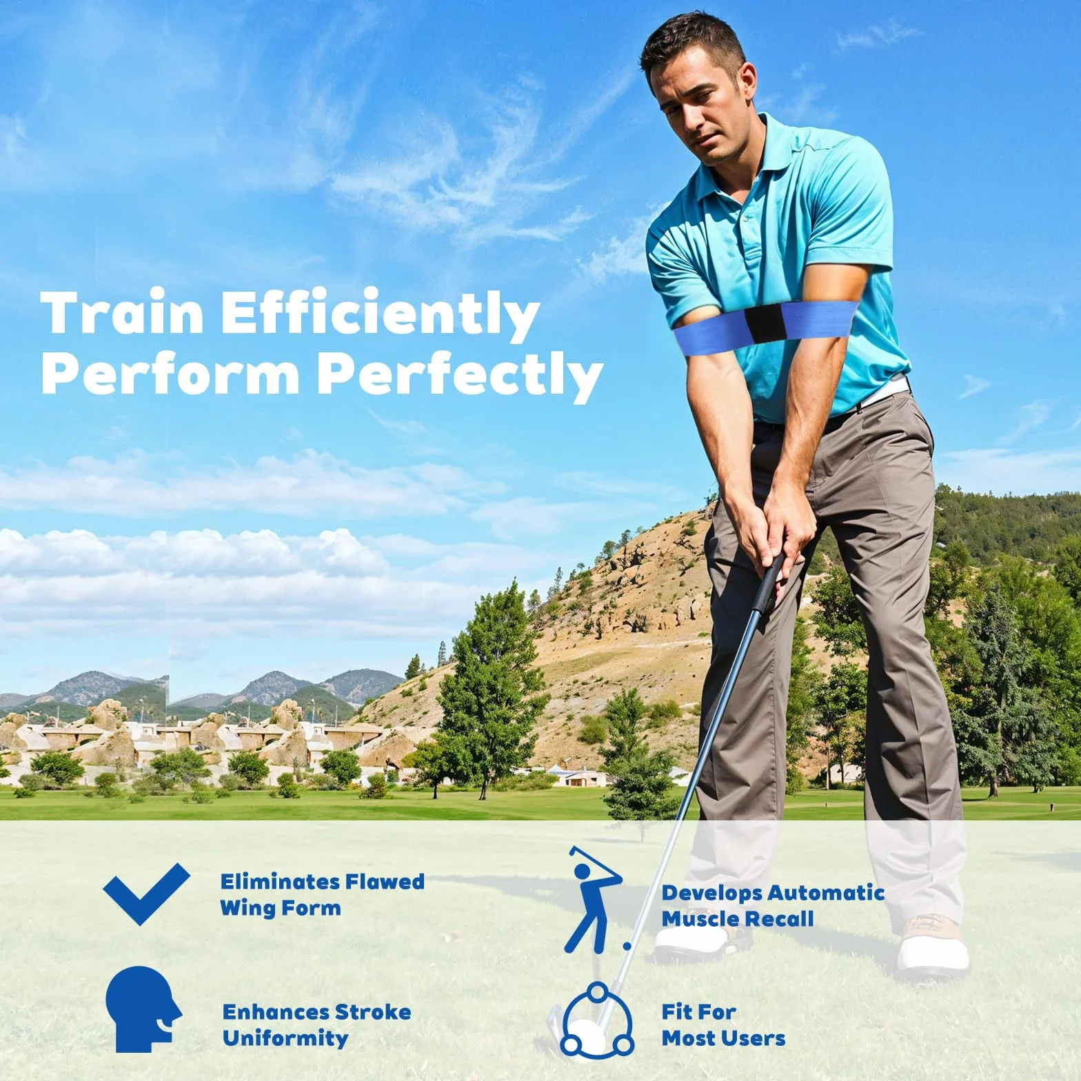 Elastyczny trener huśtawki golfowej, pasek do golfa swing, 3 sztuki, czarny/biały