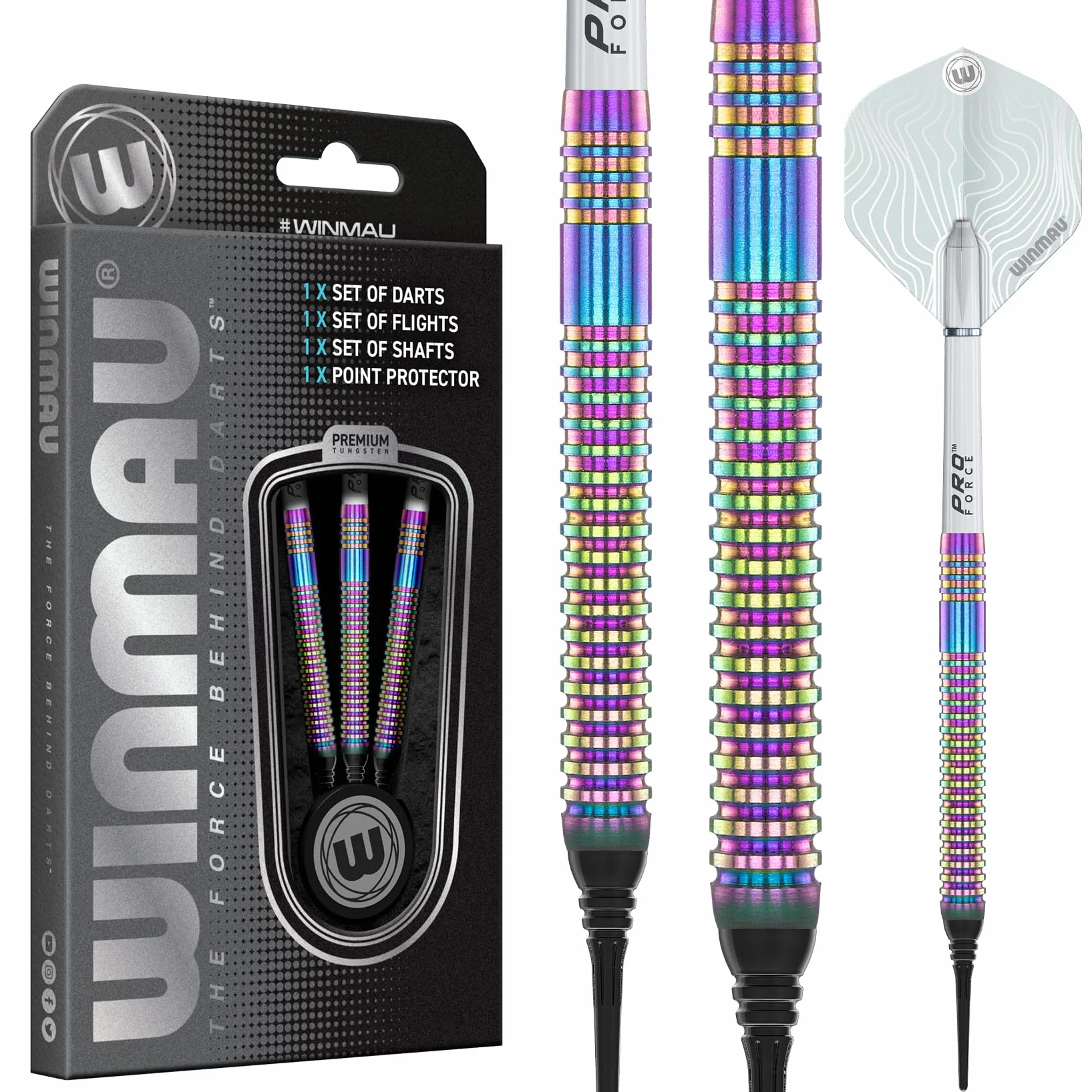 WINMAU Darts Solaris Urban 19g / 21g Pełna waga - Zestaw profesjonalnych lotek z miękkimi końcówkami wolframowymi, lotkami i trzonkami