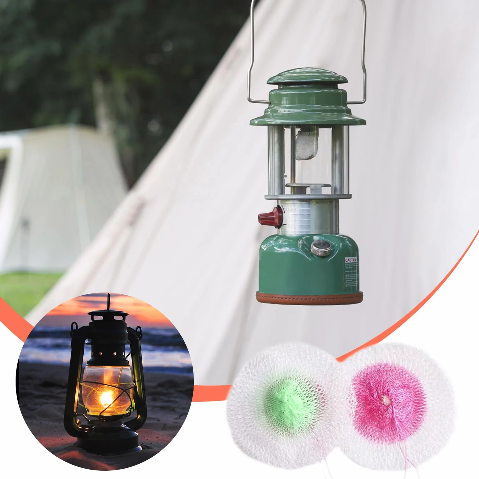 Latarnia Gazowa Mantle Camping Gas Lantern Dual Head Mesh Cloth Akcesoria