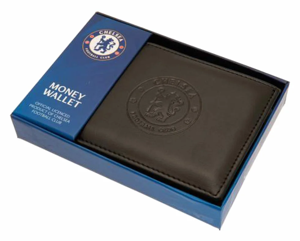 Chelsea Football Club oficjalny skórzany portfel z ochroną RFID, z herbem zespołu