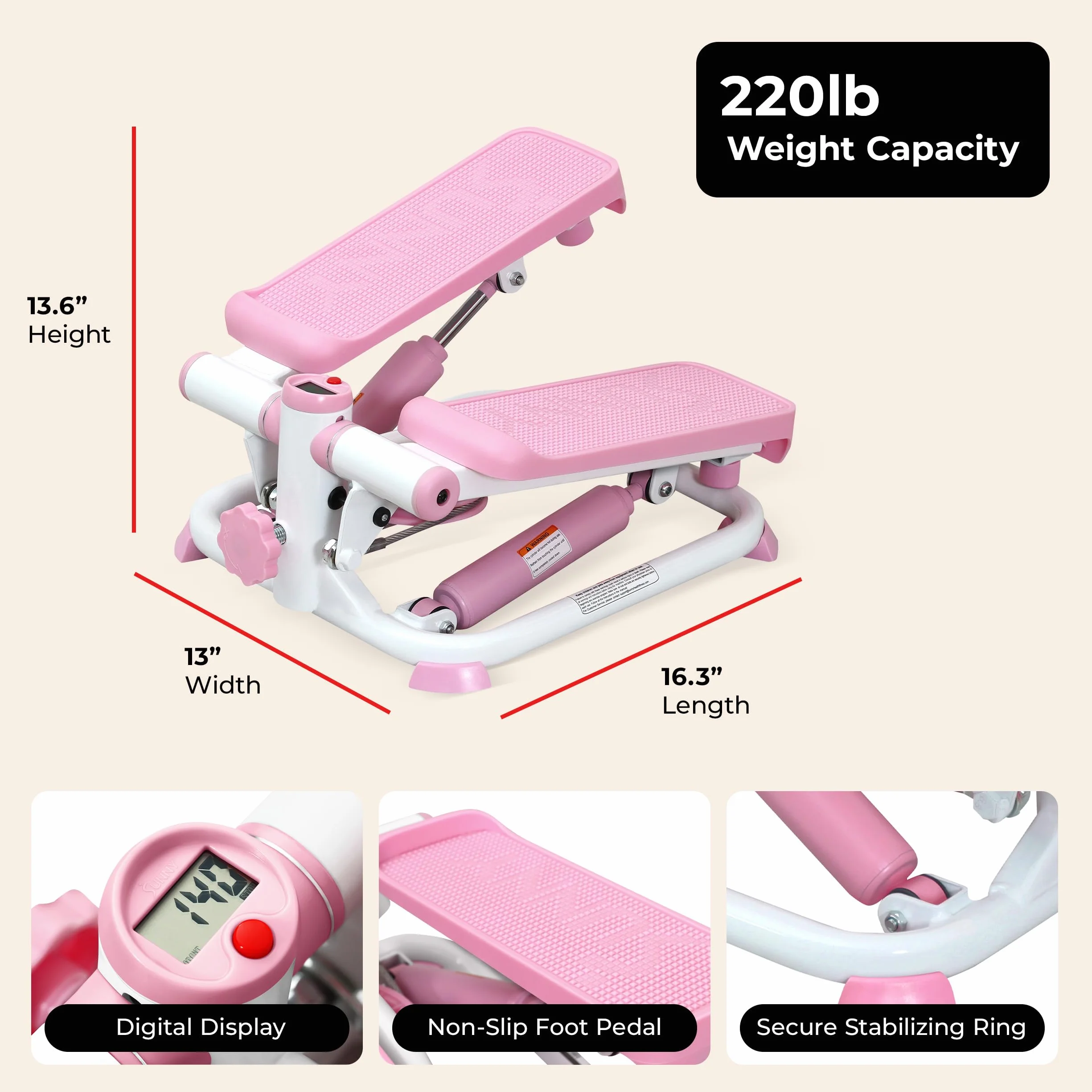 Sunny Health & Fitness 36 cm gwintowany chromowany zestaw hantli, regulowane uchwyty do hantli z kołnierzykiem w kształcie gwiazdy, pasują do standardowych talerzy 25 mm - STDBH-14