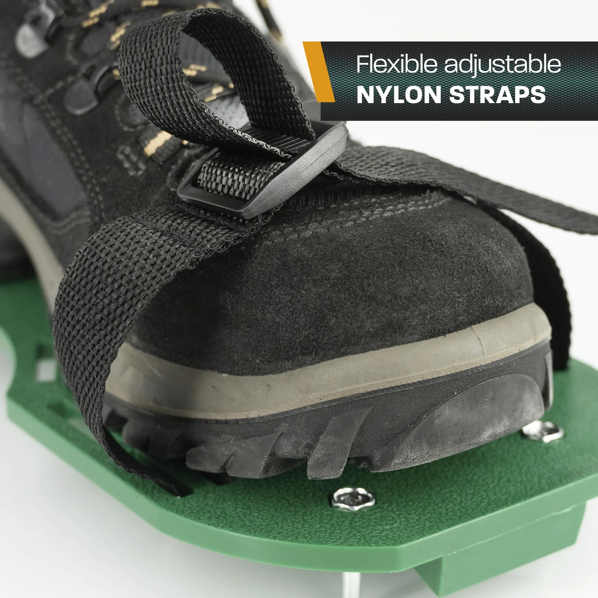 Hinrichs Buty do paznokci – 2 x podeszwa z gwoździami o wymiarach 30 x 13,3 cm i kolcami 25 mm – buty z regulacją rozmiaru do wentylacji trawnika – buty do napowietrzania trawnika – buty do