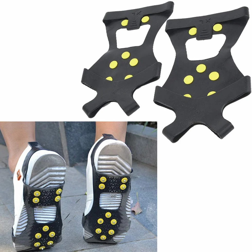 VGEBY Ice Cleats kolce antypoślizgowe 10 stalowych szpilek raki śnieżne antypoślizgowe zatrzaski do butów i butów (M)
