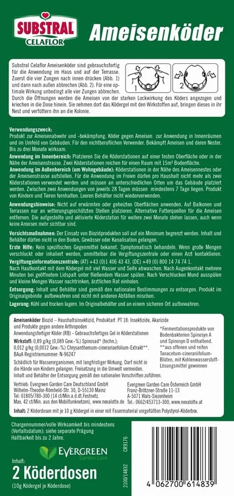 Substral Celaflor 14770 Przynęta na Mrówki, Zielony, 1 x 2 sztuki