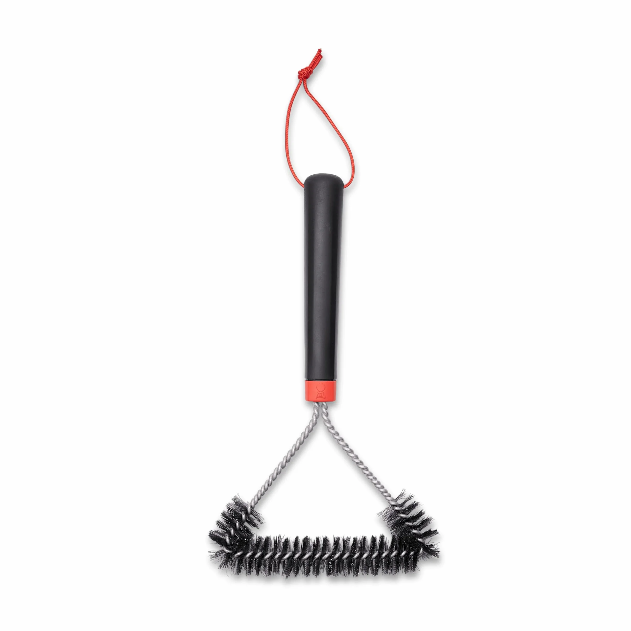 Weber Szczotka do Grilla - Trójkątna, o Długości 30cm, Doskonałd Uniwersalnd Narzędzie, z Antypoślizgową Rękojeścią, Wytrzymałymi i Nieprzewodzącymi Włóknami ze Stali Nierdzewnej - Czarny (6277)