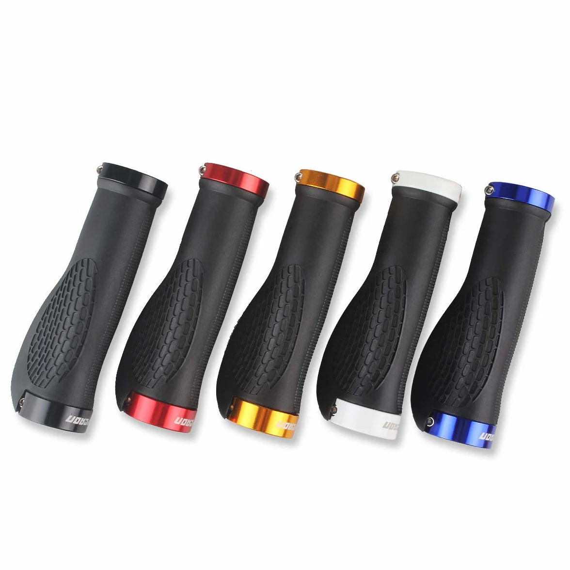 LYCAON Chwyty rowerowe TPR z aluminiowymi zaślepkami ergonomiczne czerwone